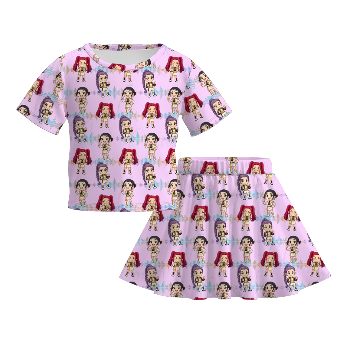 （Pre Order）Girls Movie Character Print Skirt Set