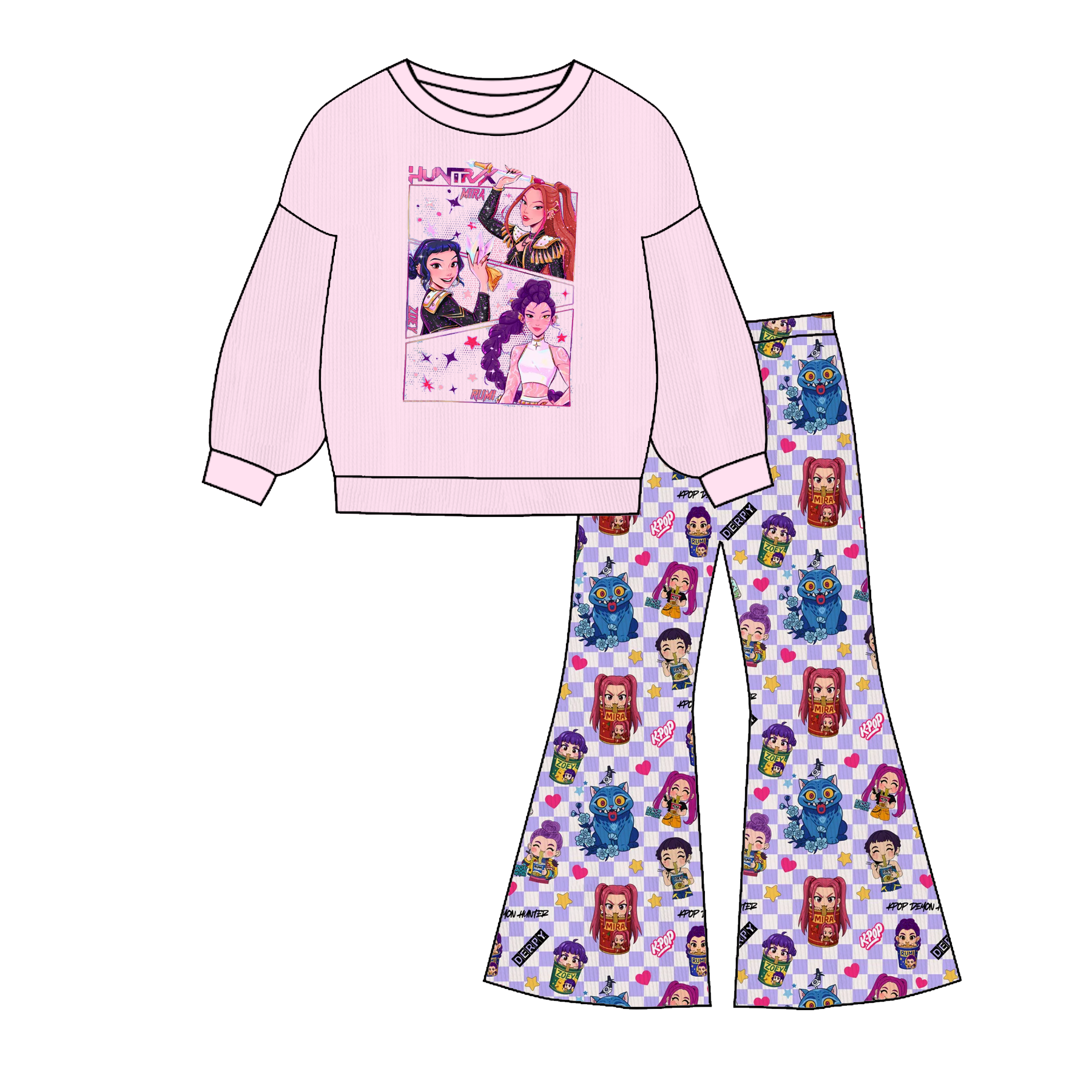 （Pre Order）Girls Movie Character Print Sweatshirt Set