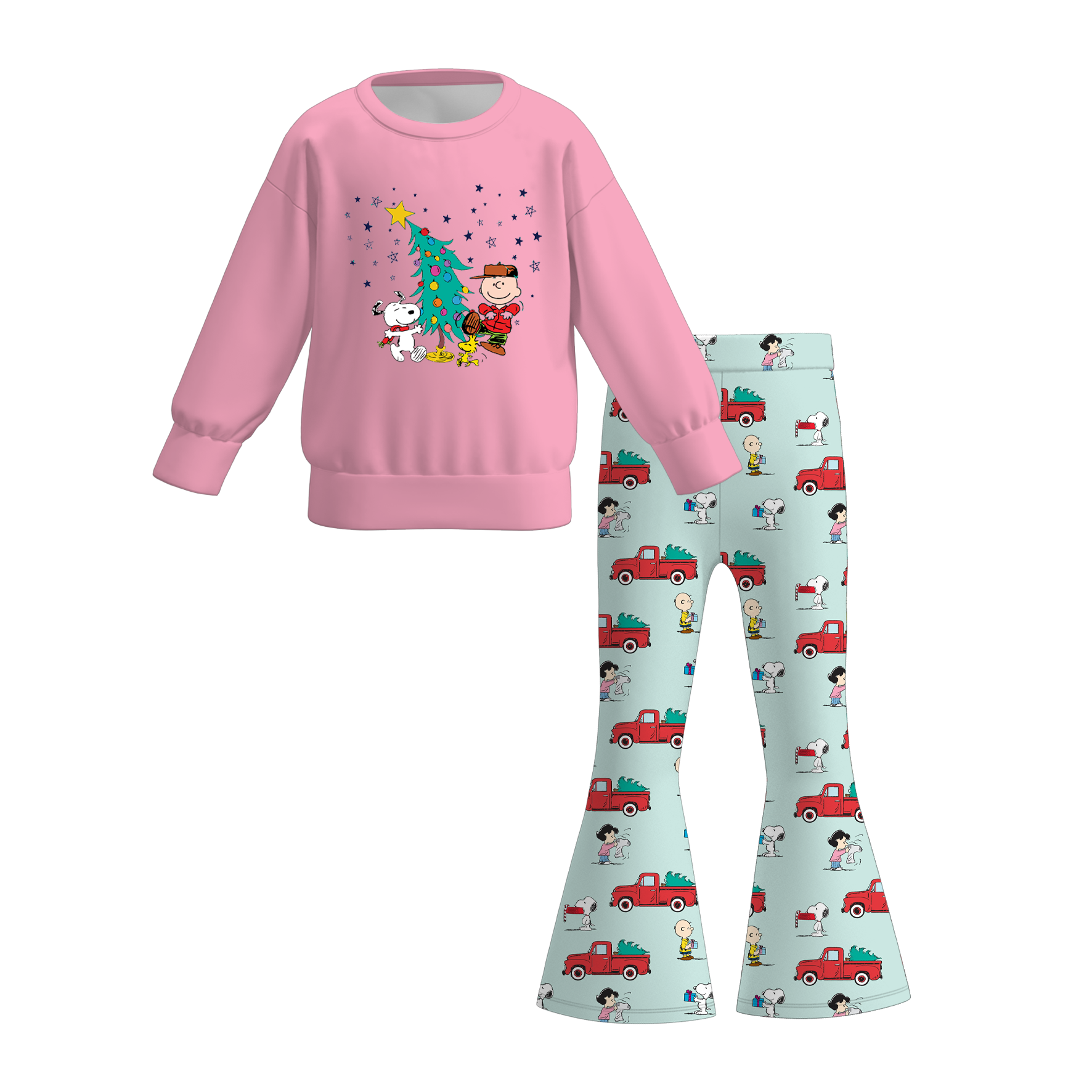 （Pre Order）Family Christmas Cartoon Print Dress,Set＆Pants