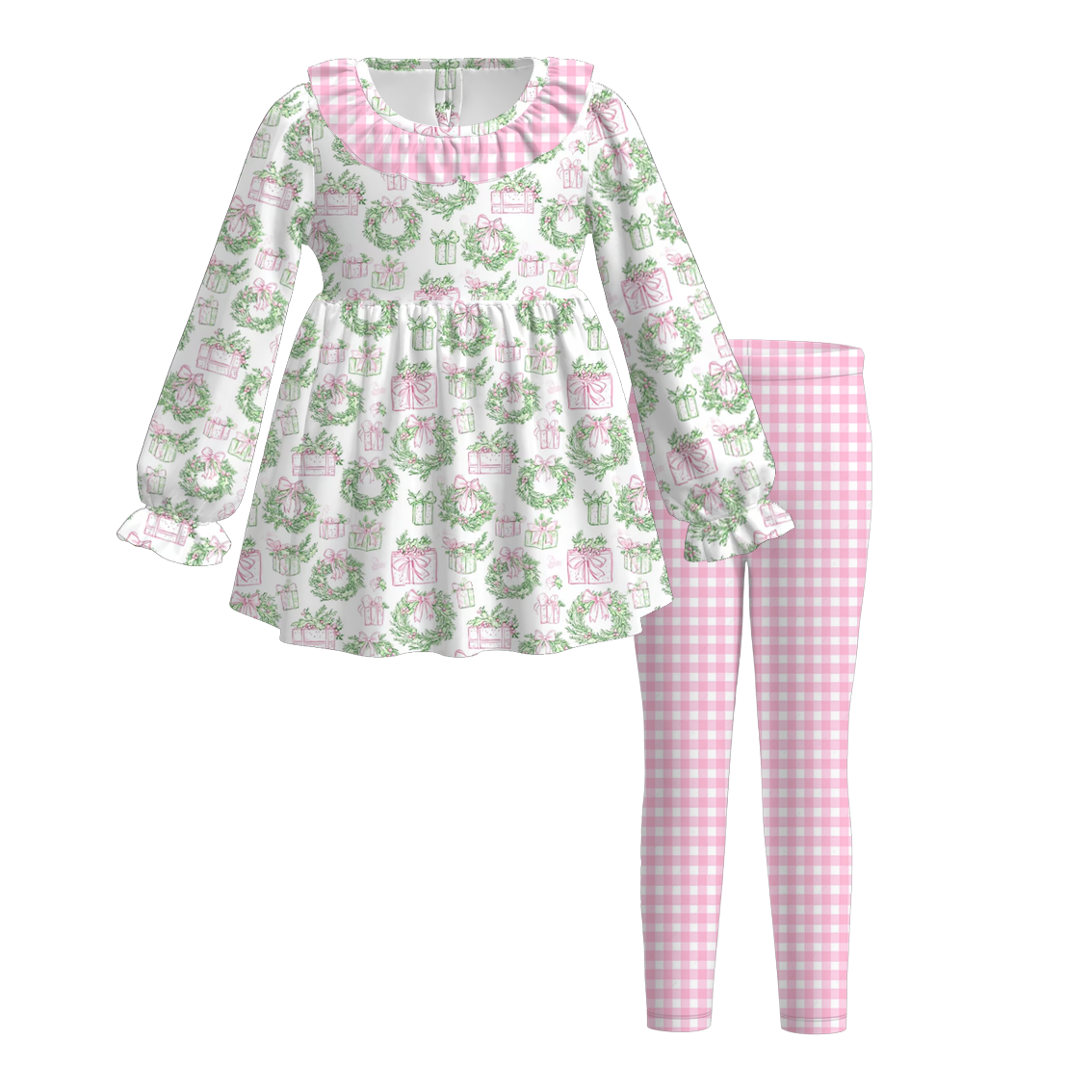 （Pre Order）Girls Christmas Print Outfit Set