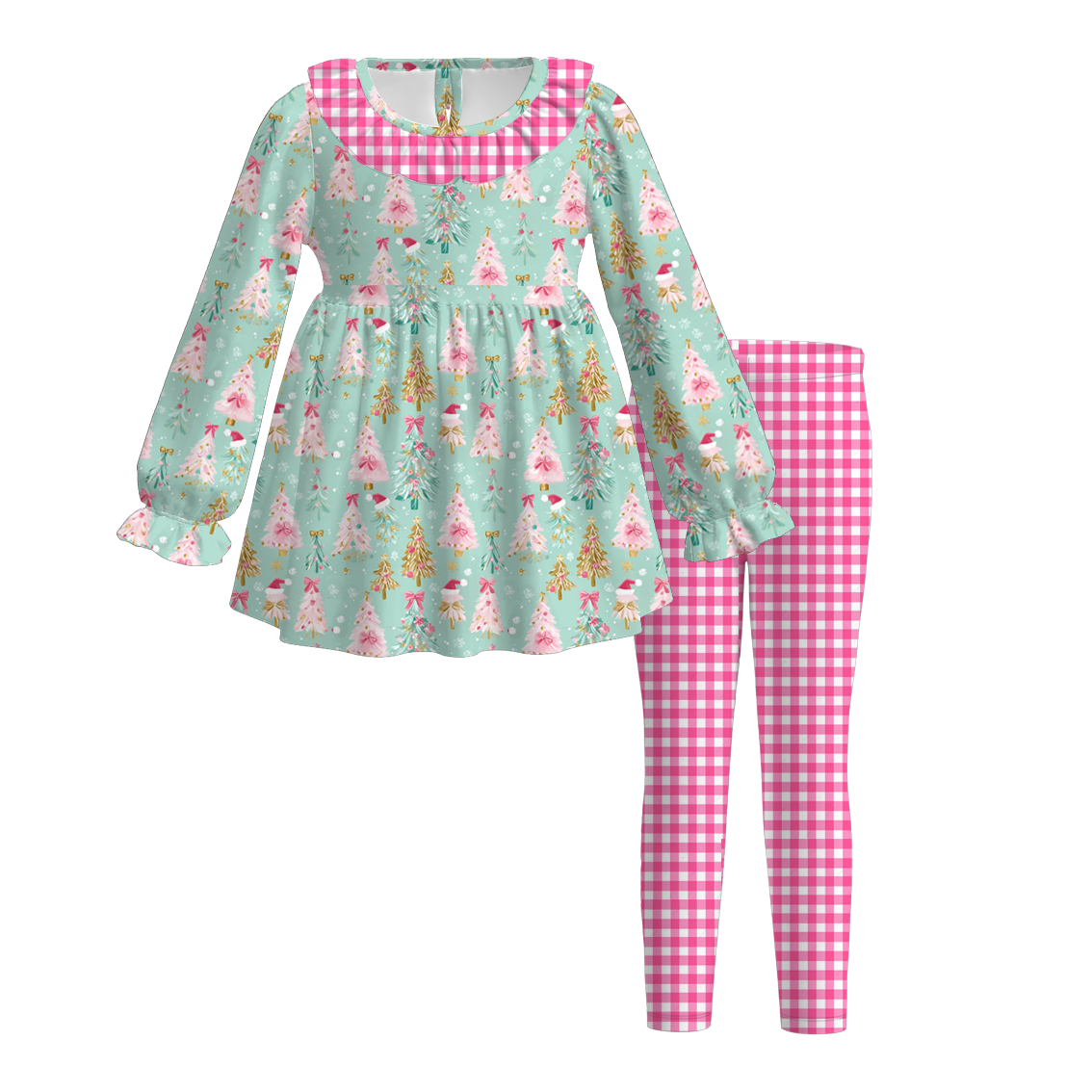 （Pre Order）Girls Christmas Print Outfit Set