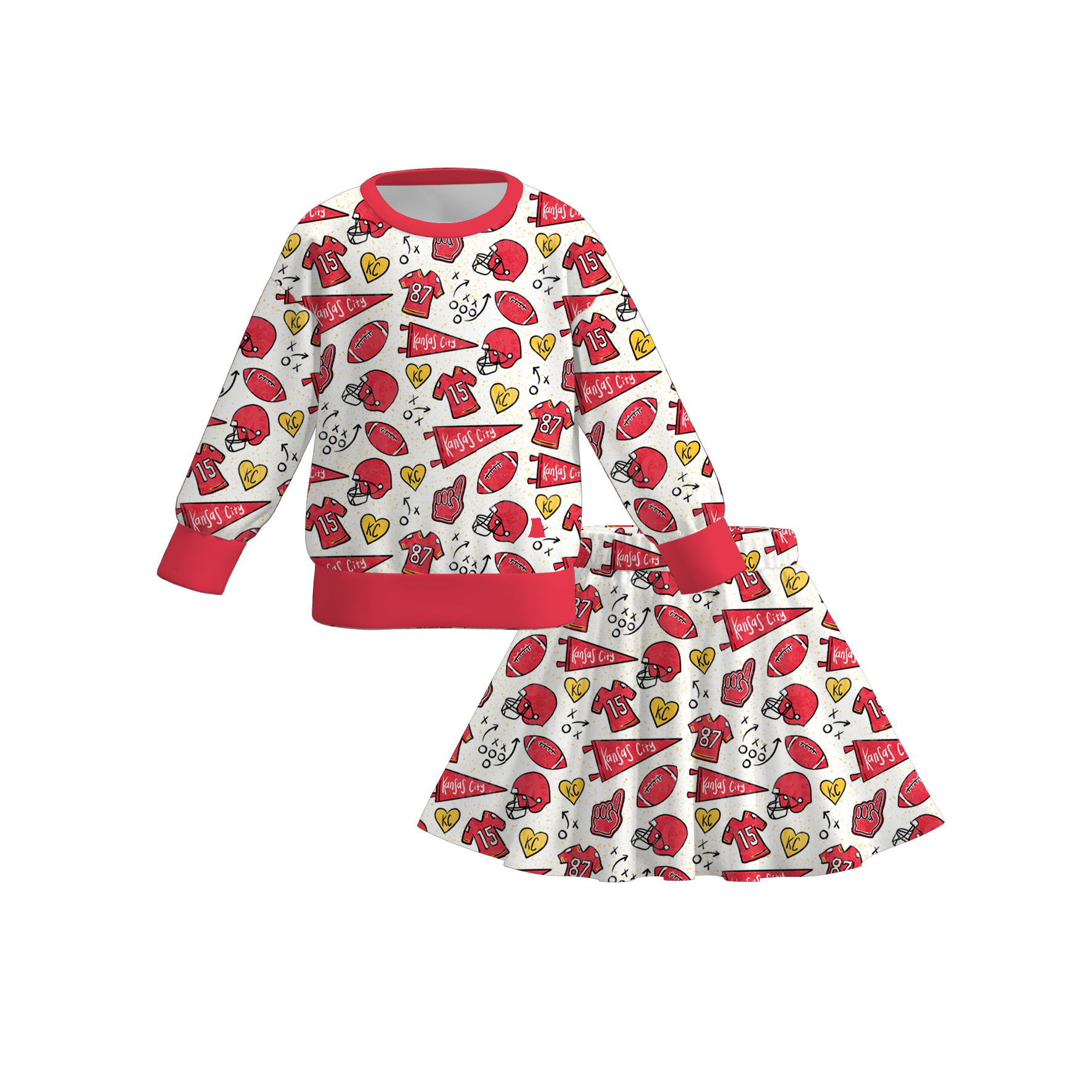 （Pre Order）Family Football Print Dress,Set＆Romper