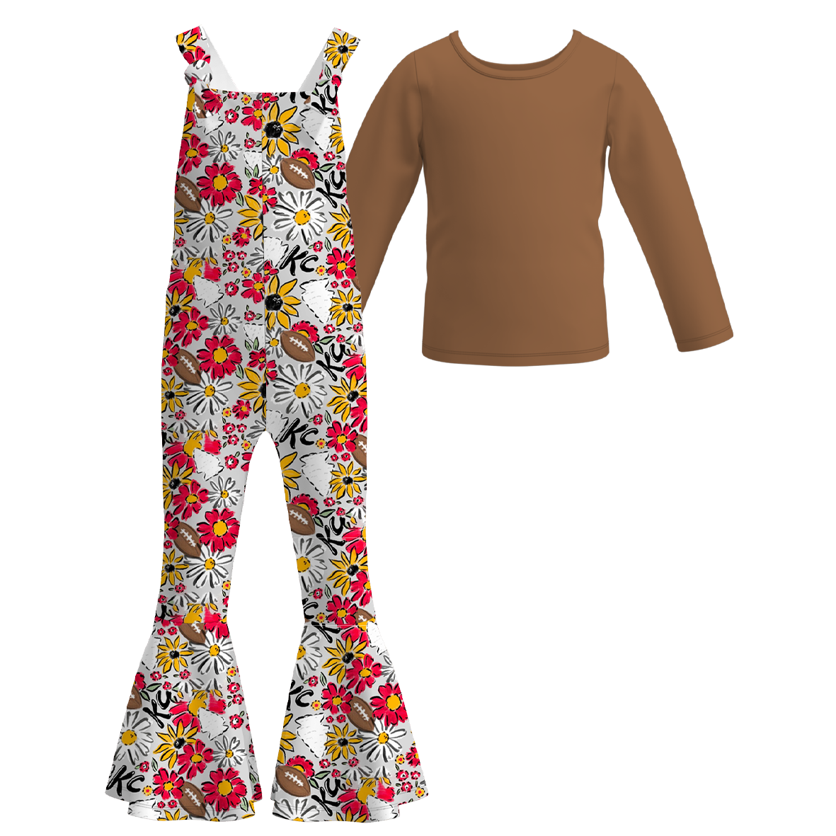 （Pre Order）Girls Football Print Jumpsuit Suit