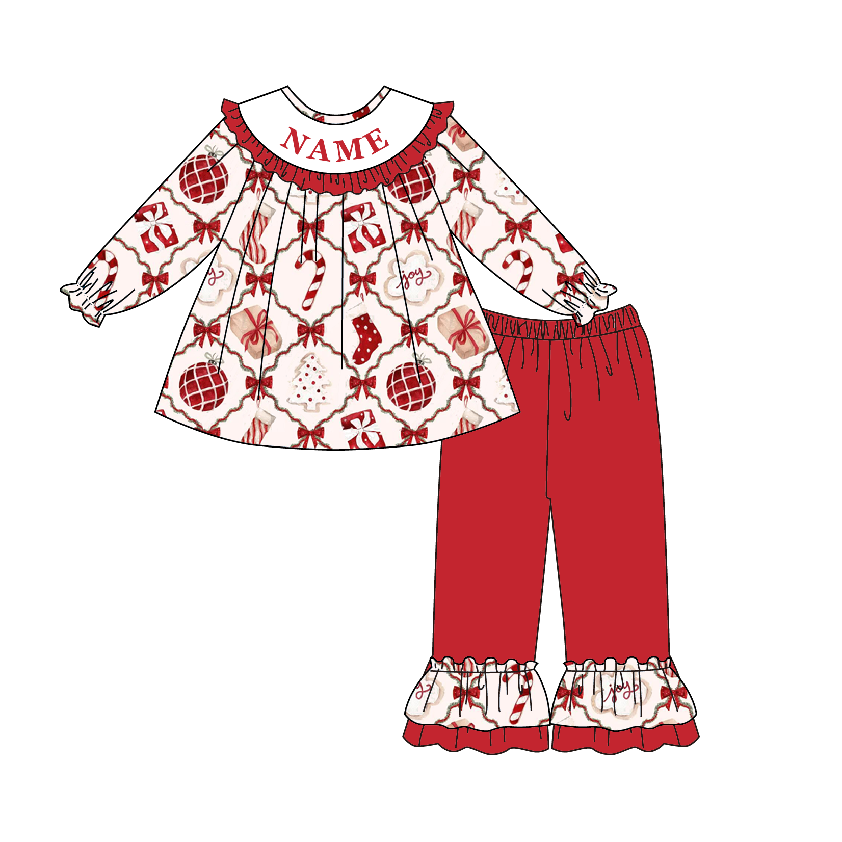 （Pre Order）Family Christmas Embroidery Smocked Set&Romper