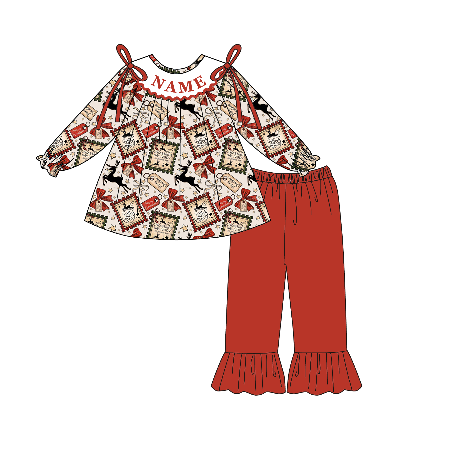 （Pre Order）Family Christmas Embroidery Smocked Set&Romper