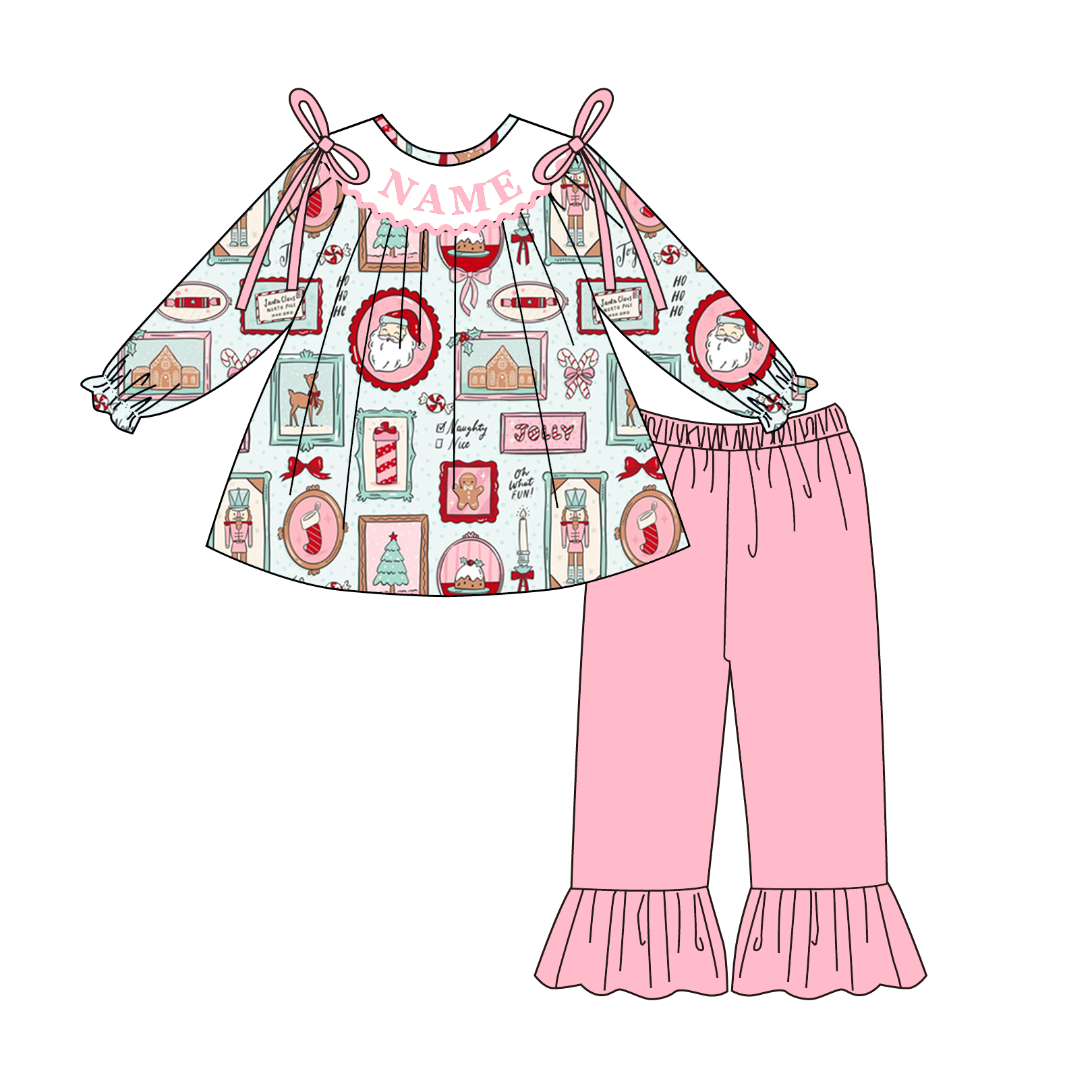 （Pre Order）Family Christmas Embroidery Smocked Set&Romper