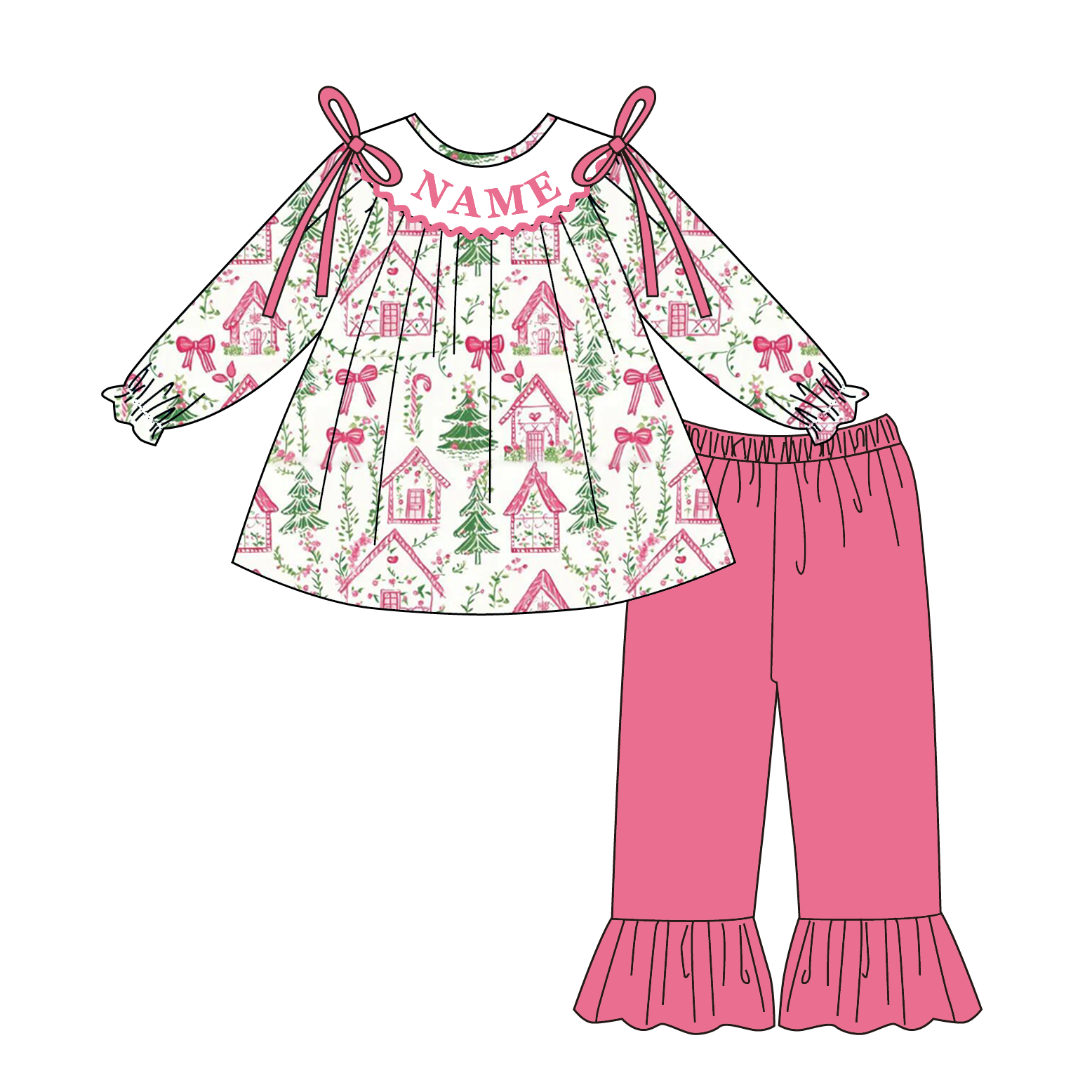 （Pre Order）Family Christmas Embroidery Smocked Set&Romper