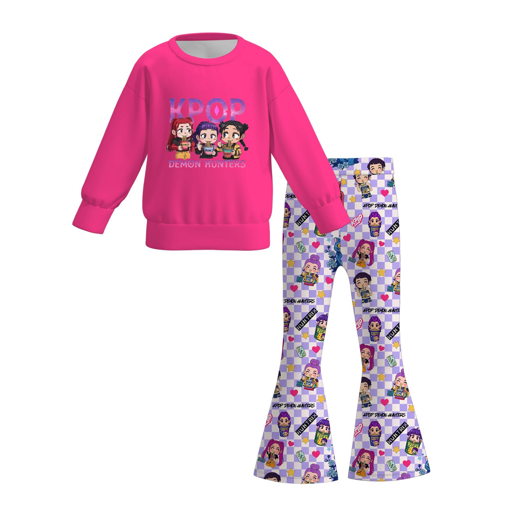 （Pre Order）Girls Movie Character Print Twill Sweatshirt Suit&Outfit Set