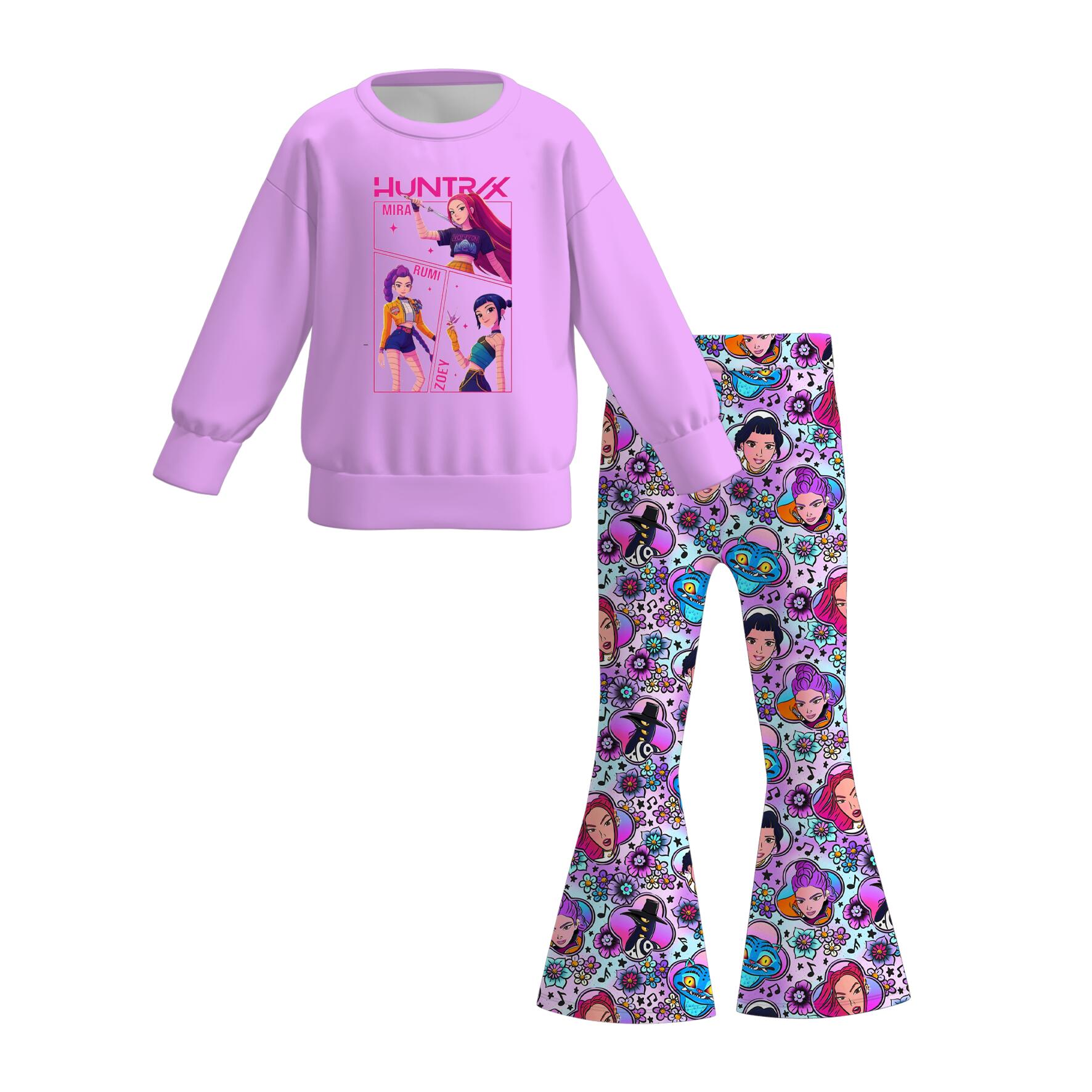 （Pre Order）Girls Movie Character Print Twill Sweatshirt Suit&Outfit Set