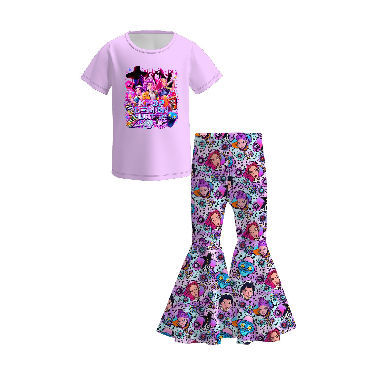 （Pre Order）Girls Movie Character Print Twill Sweatshirt Suit&Outfit Set
