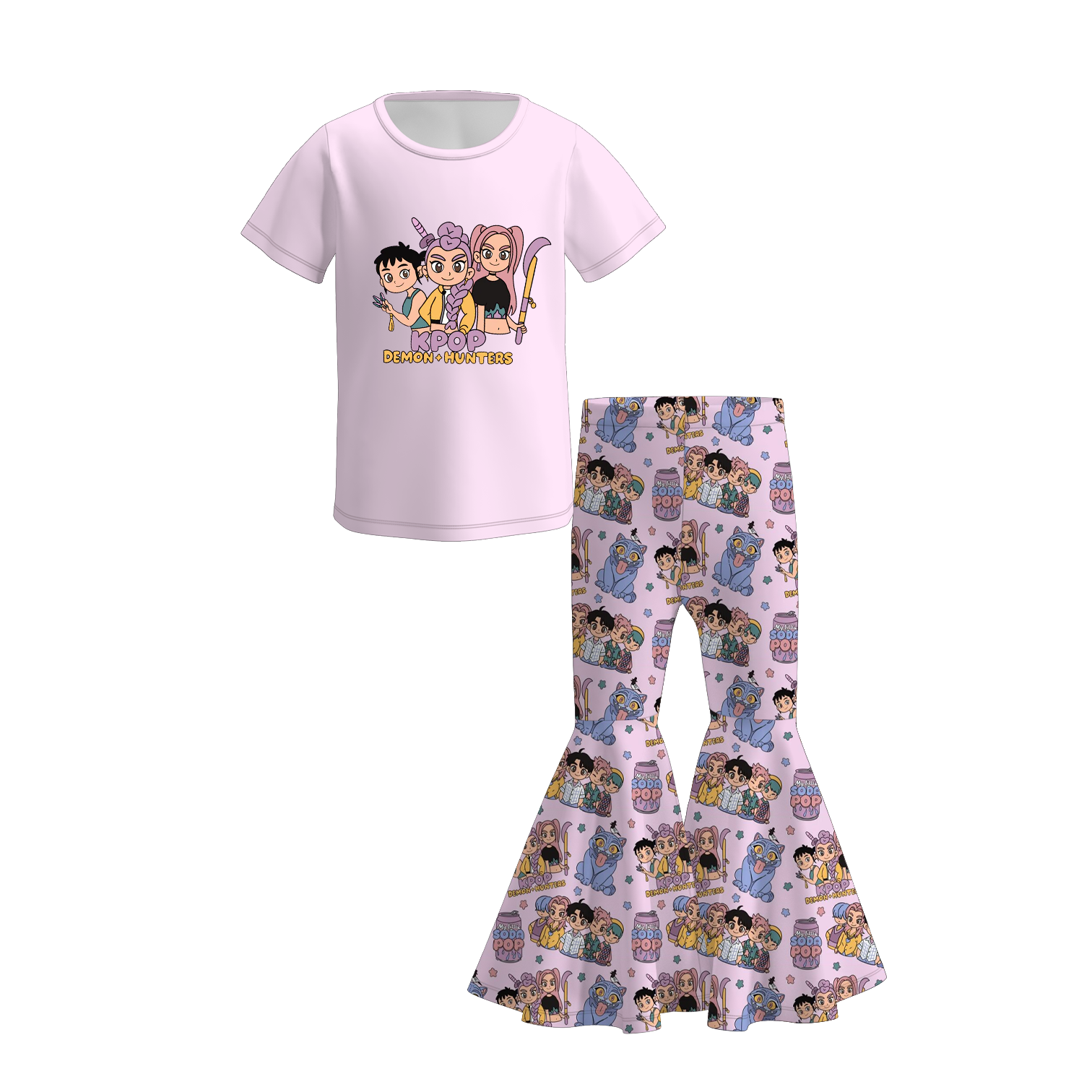 （Pre Order）Girls Movie Character Print Twill Sweatshirt Suit&Outfit Set