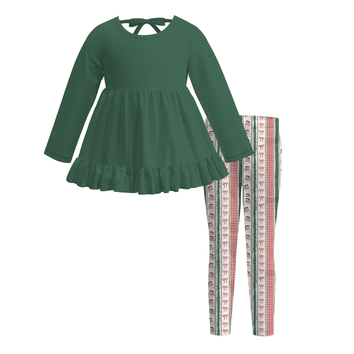 （Pre Order）Girls Christmas Gingerbread Print Outfit Set