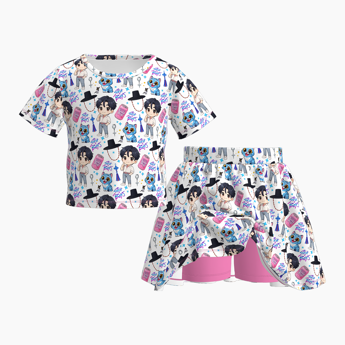 （Pre Order）Girls Movie Character Print Skort Set