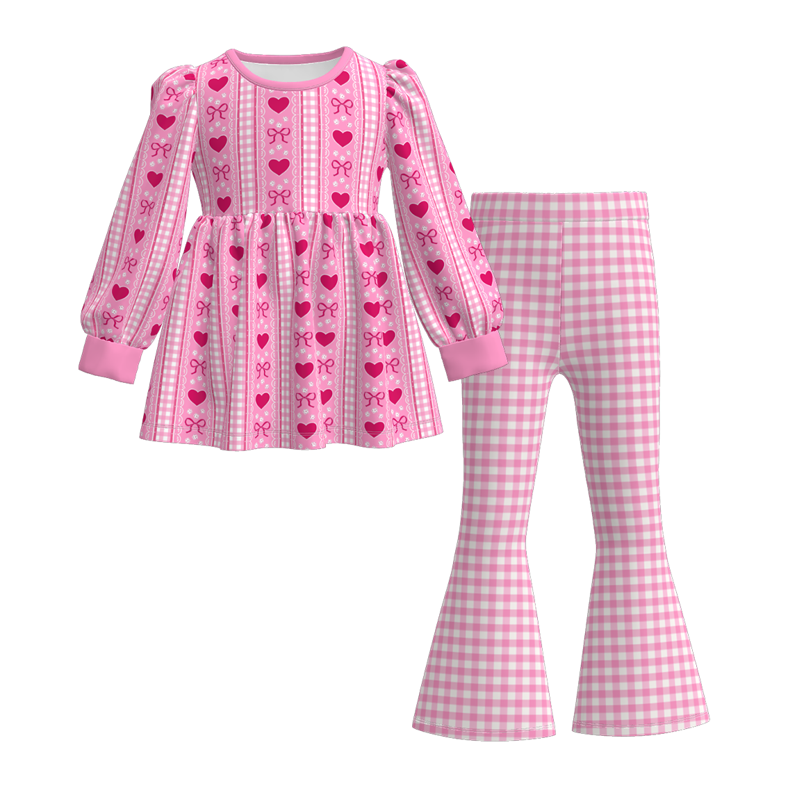 （Pre Order）Girls Valentine's Day Print Dress,Set&Top