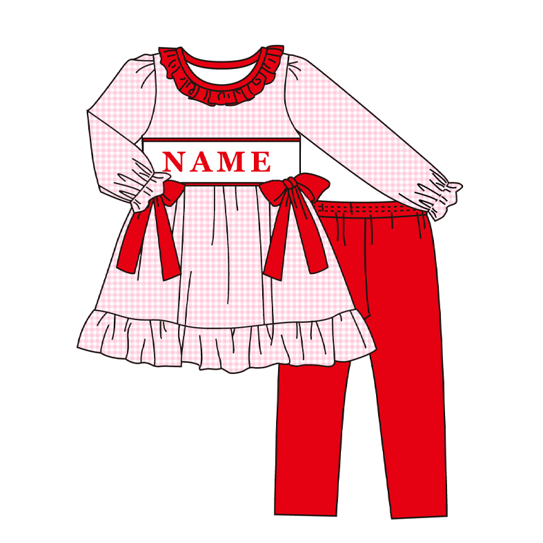 （Pre Order）Sisters Valentine's Day Embroidery Smocked Dress,Set&Romper