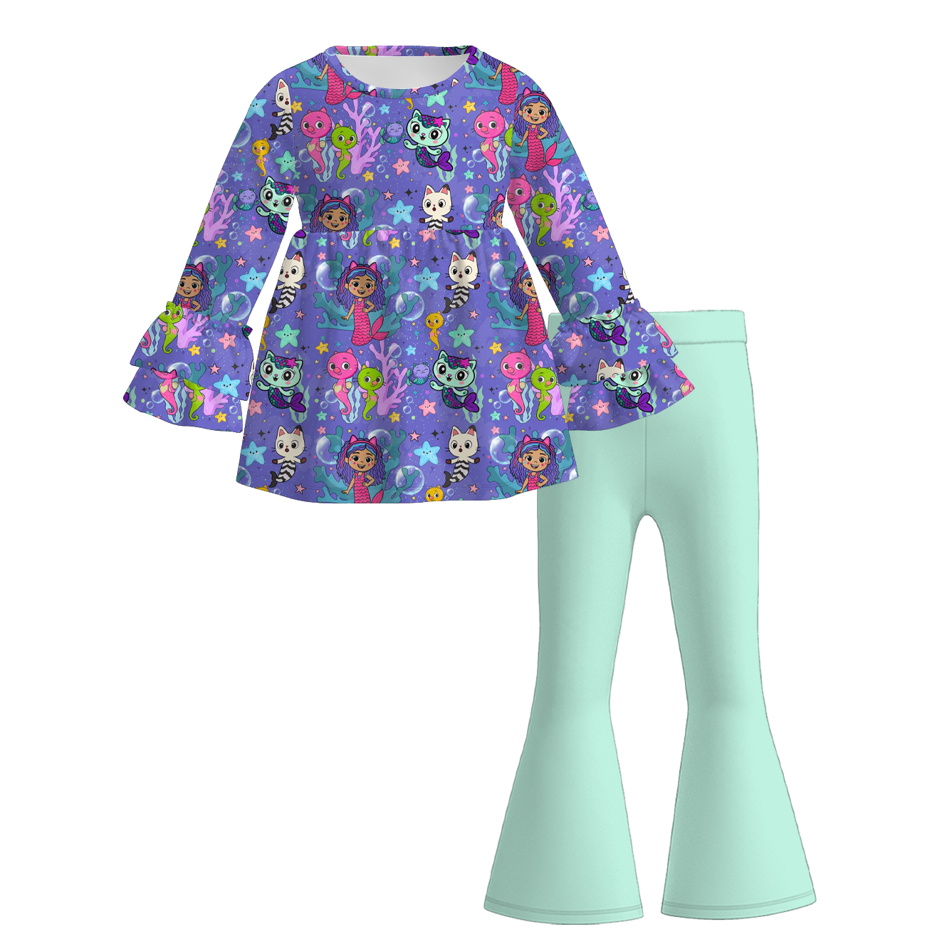 （Pre Order）Girls Valentine's Day Print Ruffle Outfit Set