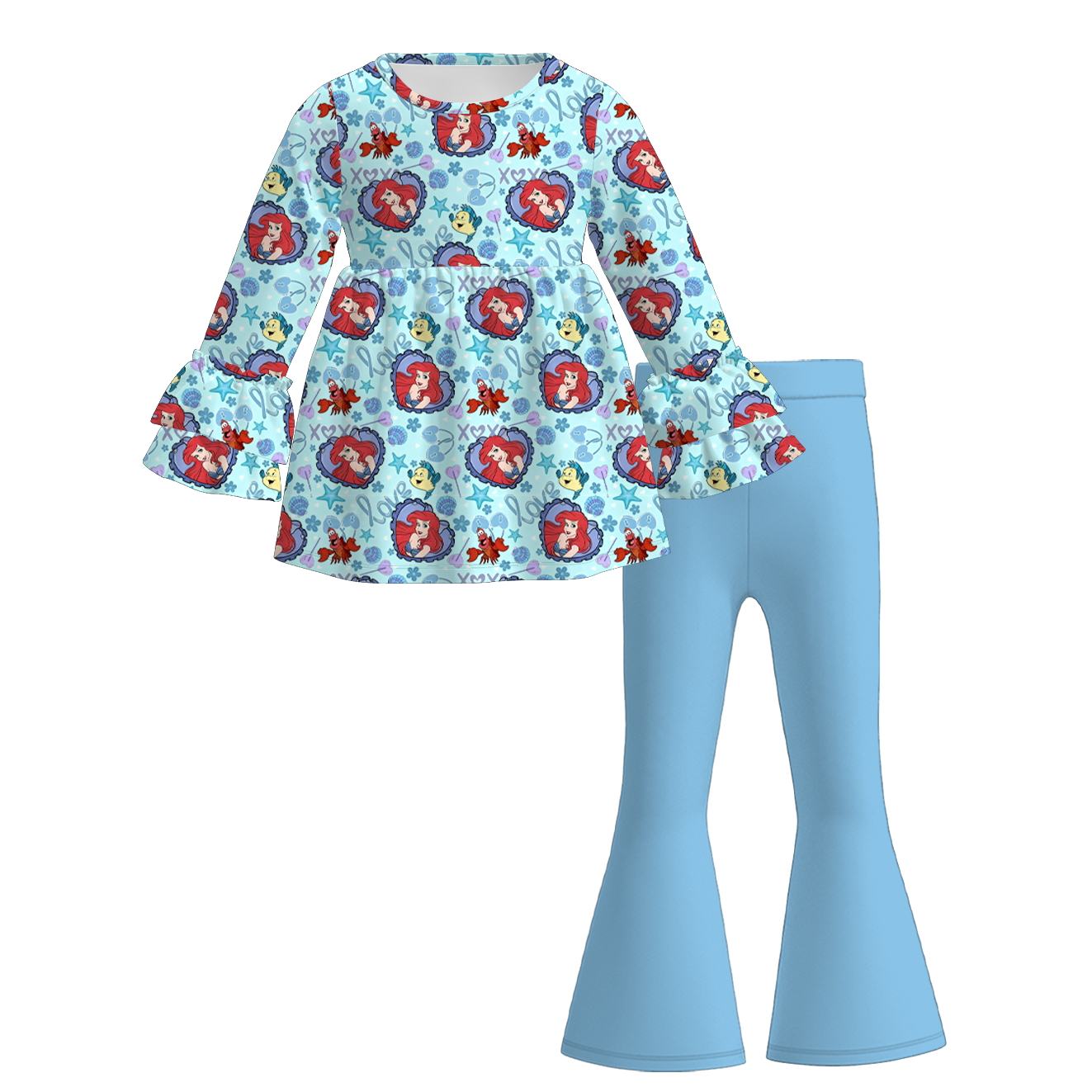 （Pre Order）Girls Valentine's Day Print Ruffle Outfit Set