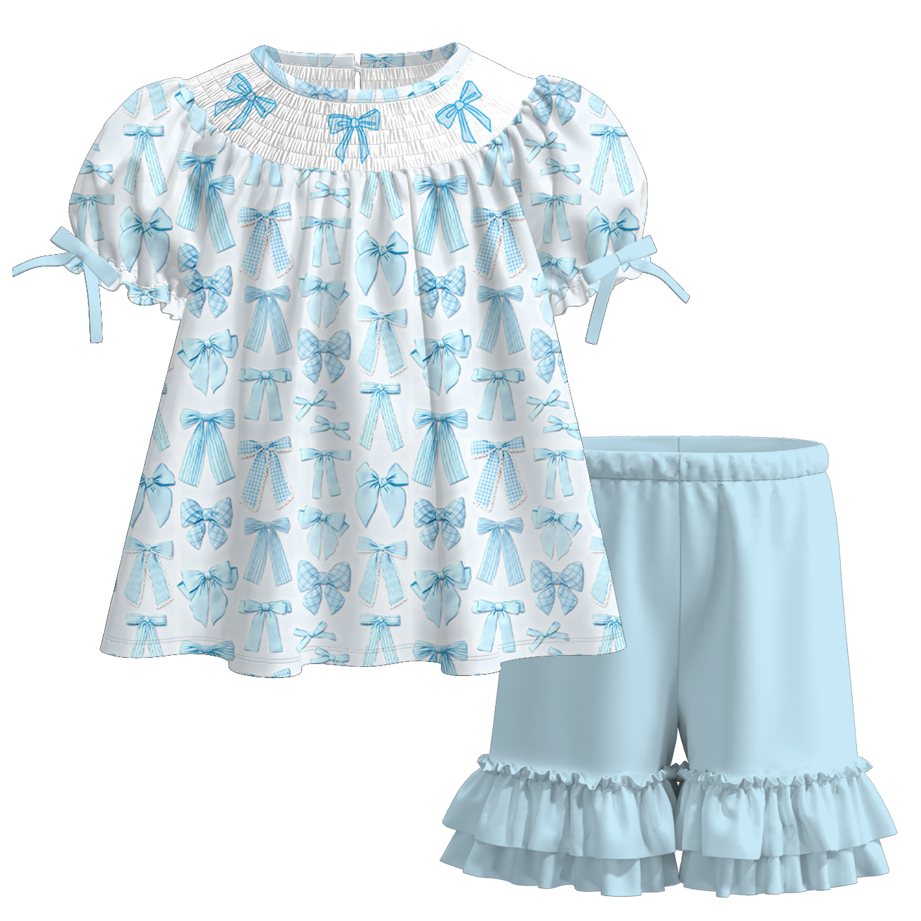 （Pre Order）Siblings Spring Bow Embroidery Smocked Dress&Romper