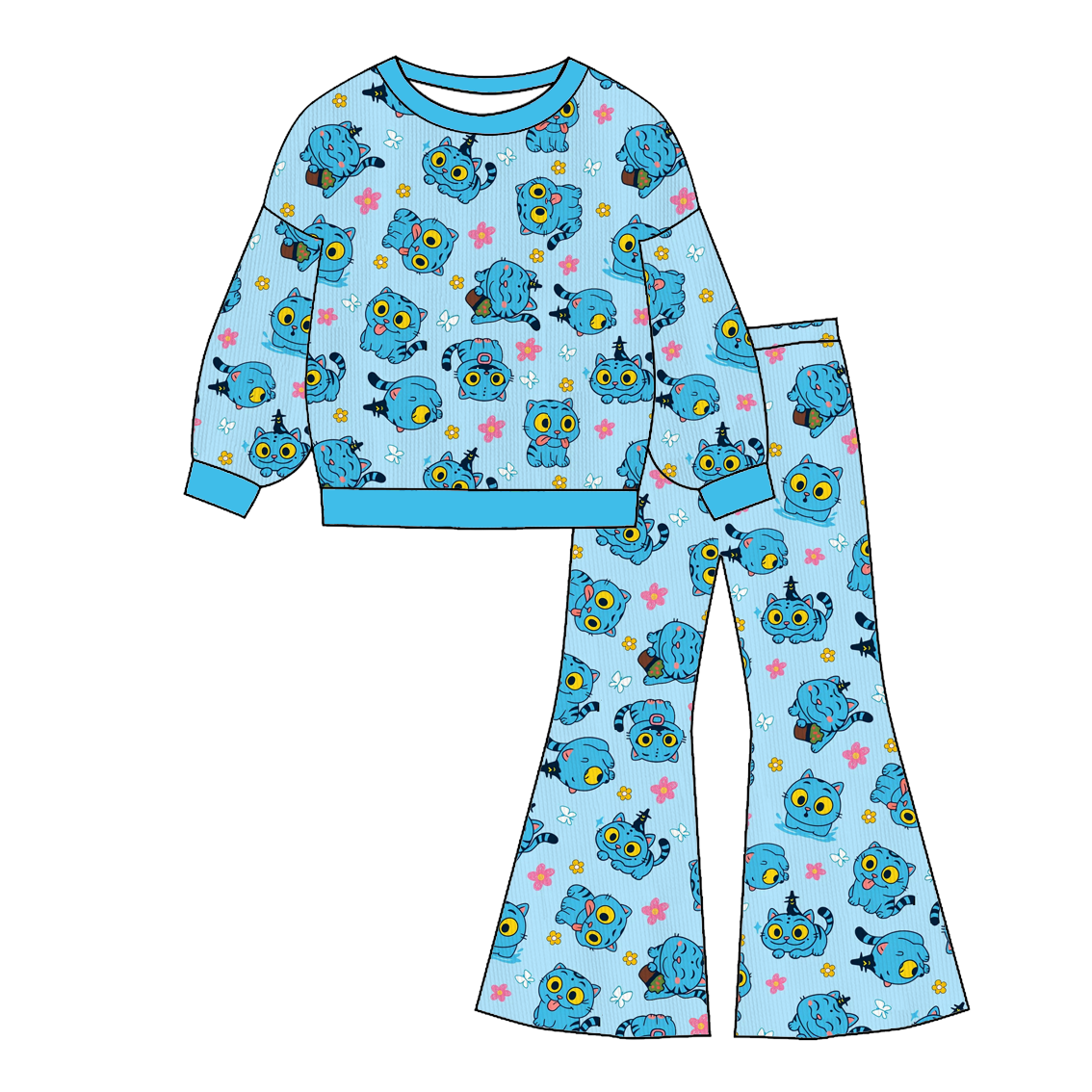 （Pre Order）Girls Movie Character Print Twill Sweatshirt Suit