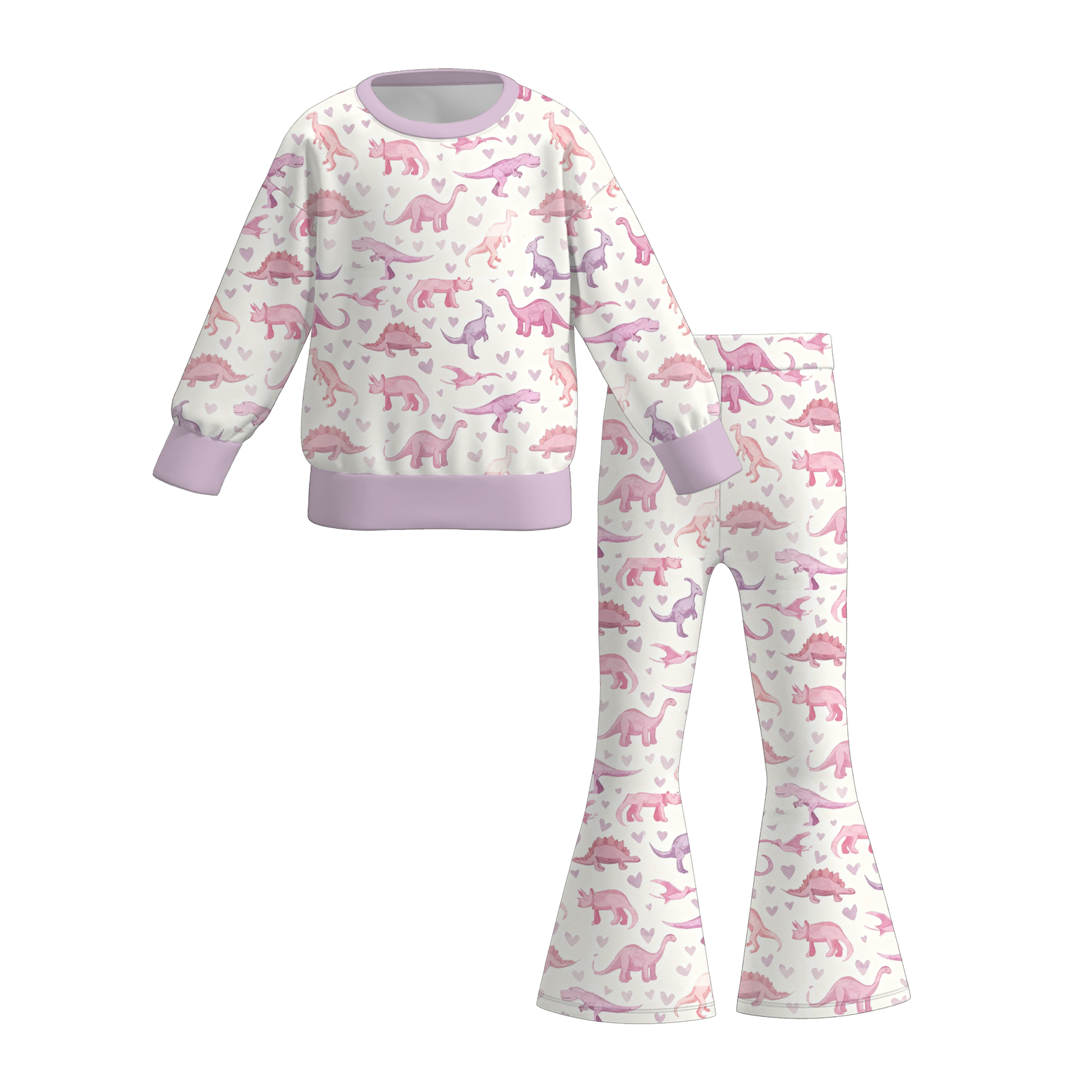 （Pre Order）Sisters Valentine's Day Dinosaur Print Set&Romper