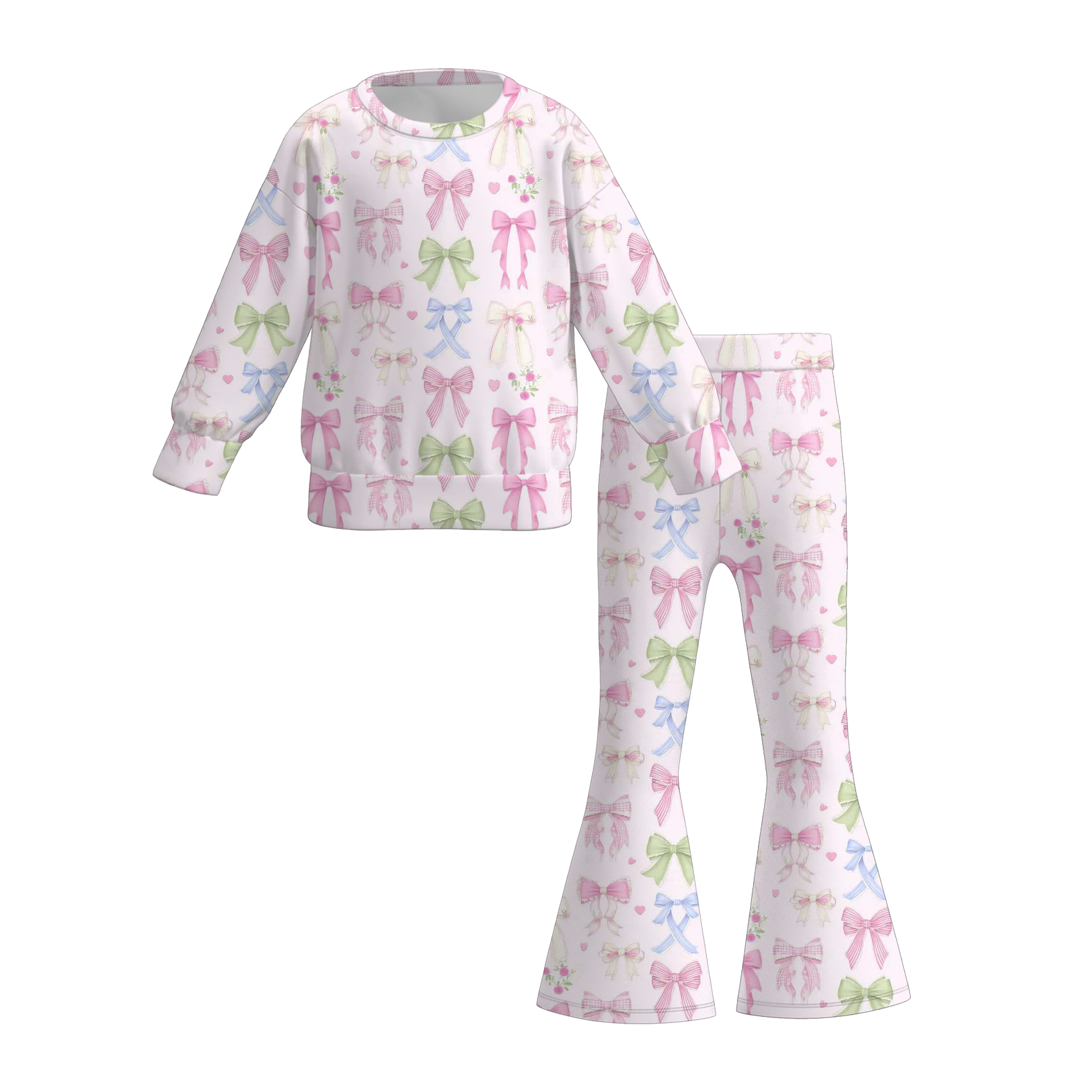 （Pre Order）Sisters Spring Bow Print Dress,Set&Romper