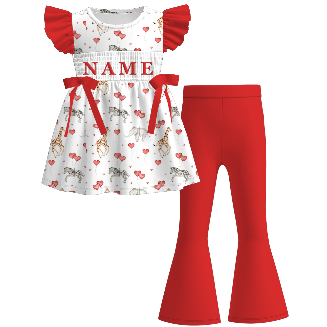 （Pre Order）Sisters Valentine's Day Embroidery Smocked Dress,Set&Romper