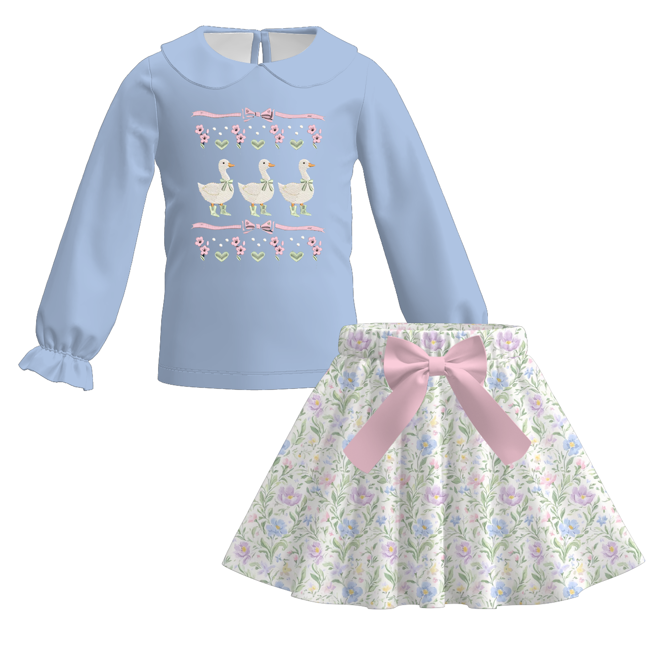 （Pre Order）Sisters Spring&Summer Goose Embroidery Set&Romper
