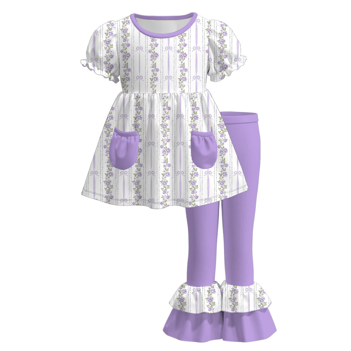 （Pre Order）Sisters Spring Lavender Print Dress,Set&Romper