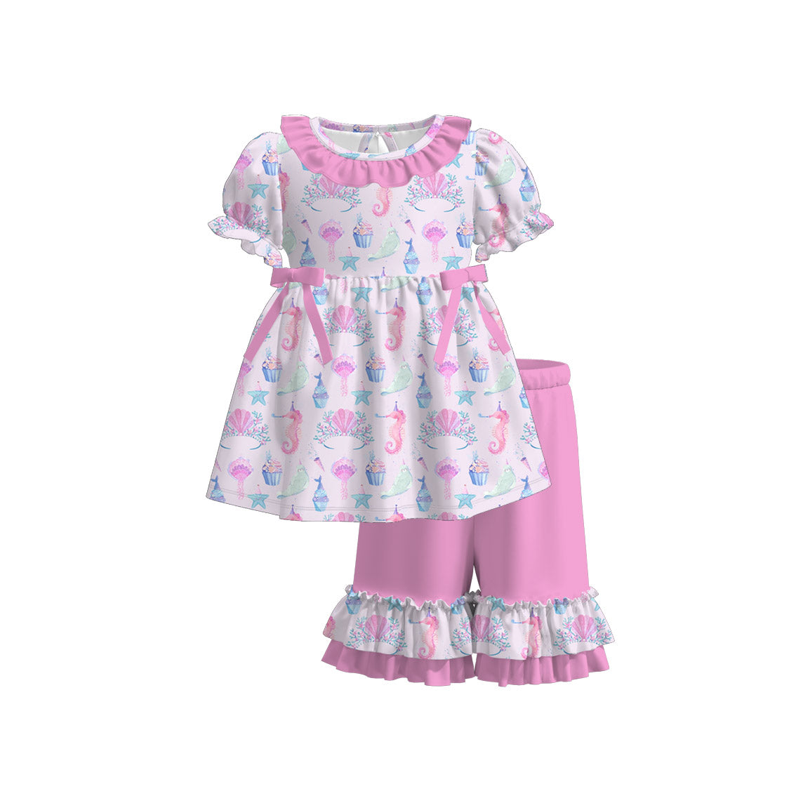 （Pre Order）Sisters Spring Seahorse Print Dress,Set&Romper