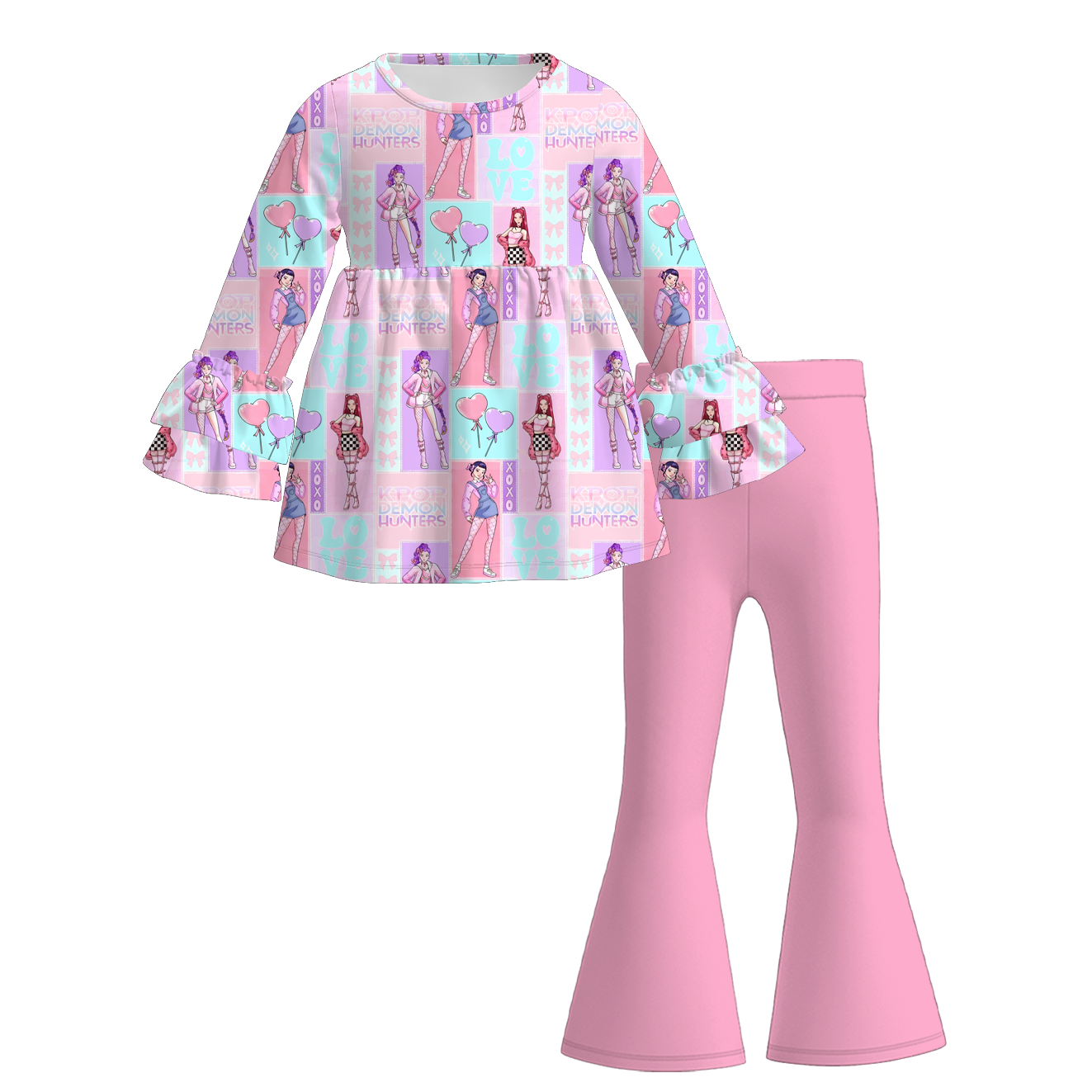 （Pre Order）Girls Valentine's Day Print Outfit Set
