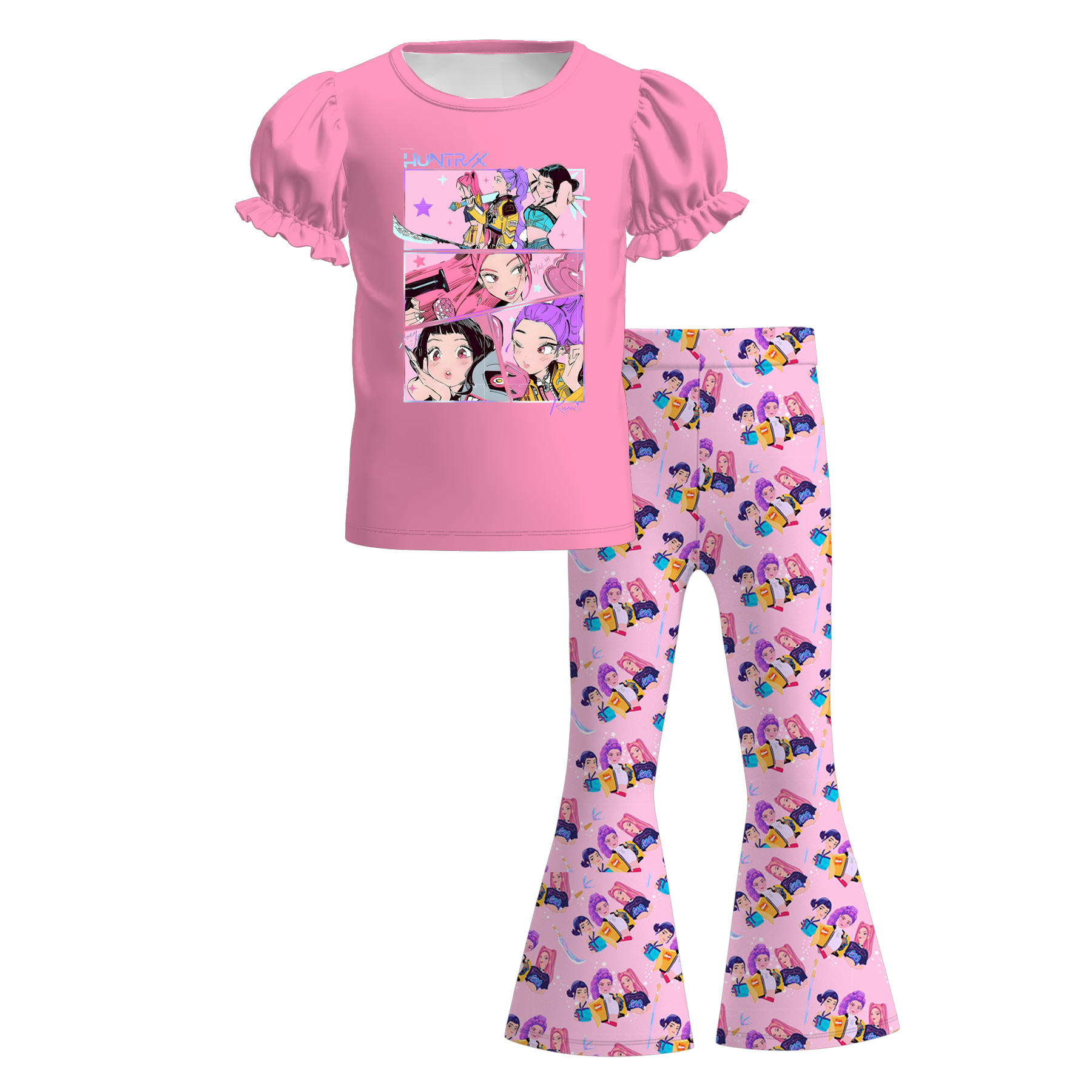 （Pre Order）Girls Spring&Summer Movie Character Print Outfit Set