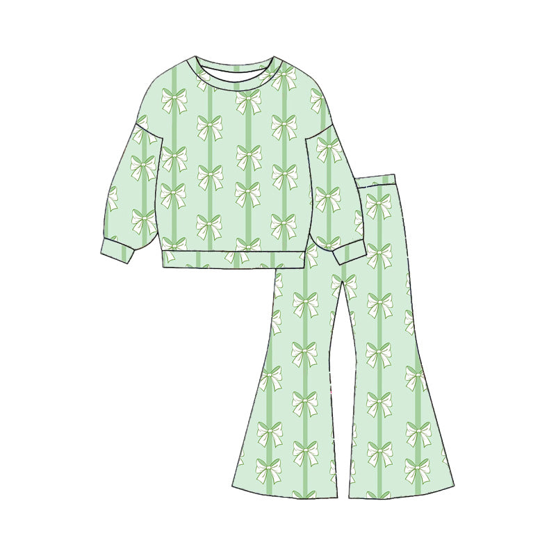 （Pre Order）Girls St. Patrick's Day Shamrock Print Twill Sweatshirt Suit