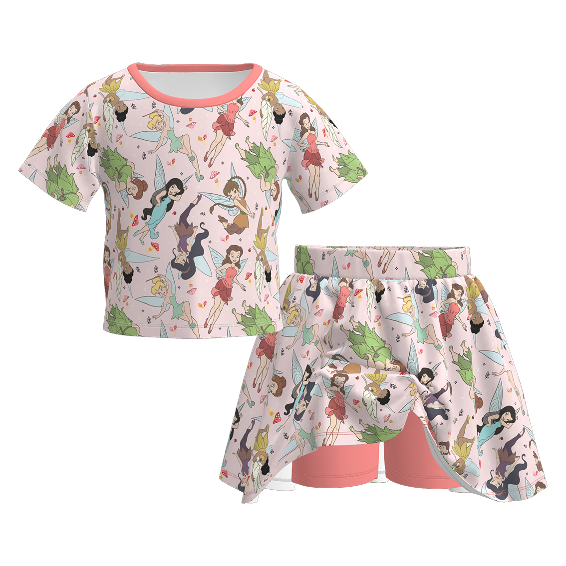 （Pre Order）Girls Spring&Summer Cartoon Print Skort Set