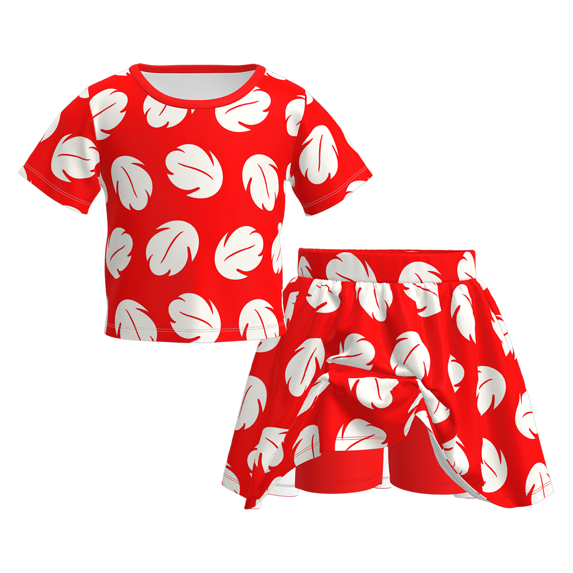 （Pre Order）Girls Spring&Summer Cartoon Print Skort Set