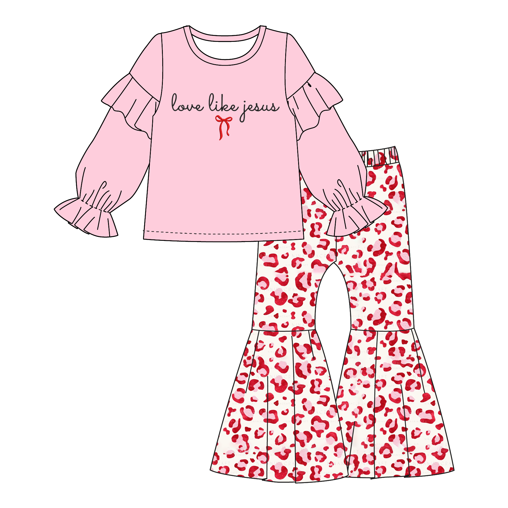 （Pre Order）Sisters Valentine's Day Embroidery Set&Romper