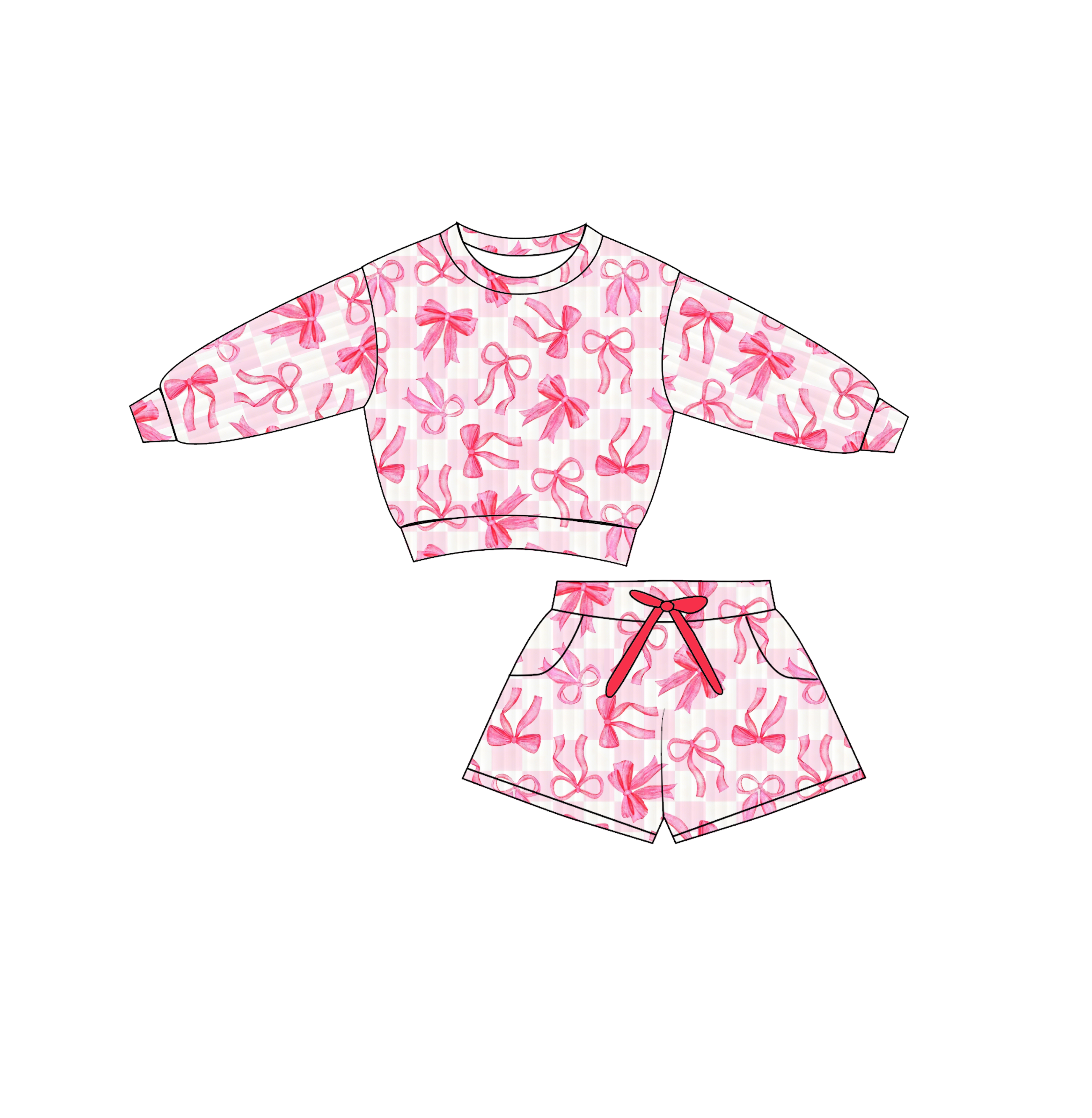 （Pre Order）Girls Spring&Summer Print Shorts Set with Pockets