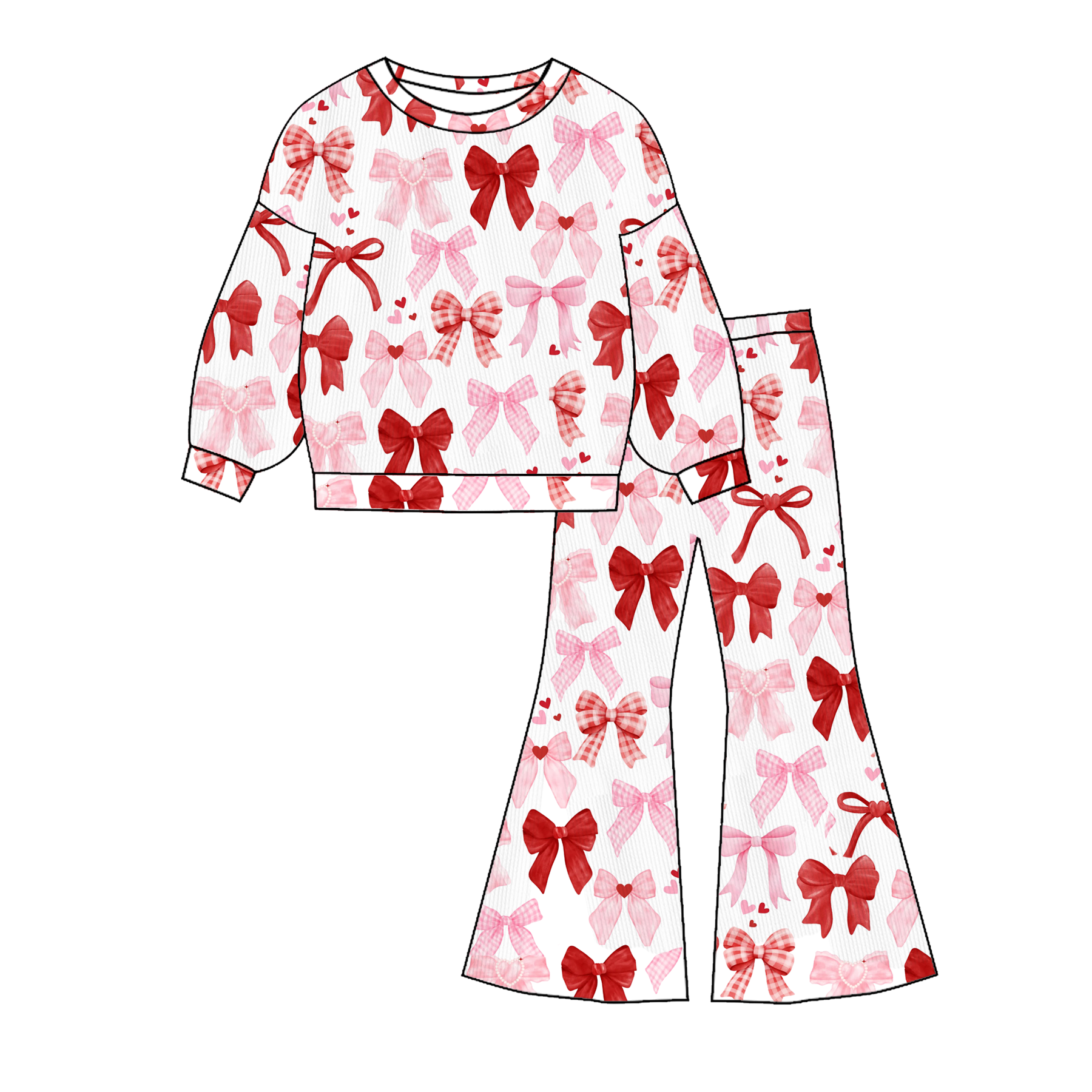 （Pre Order）Girls Valentine's Day Print Twill Sweatshirt Suit