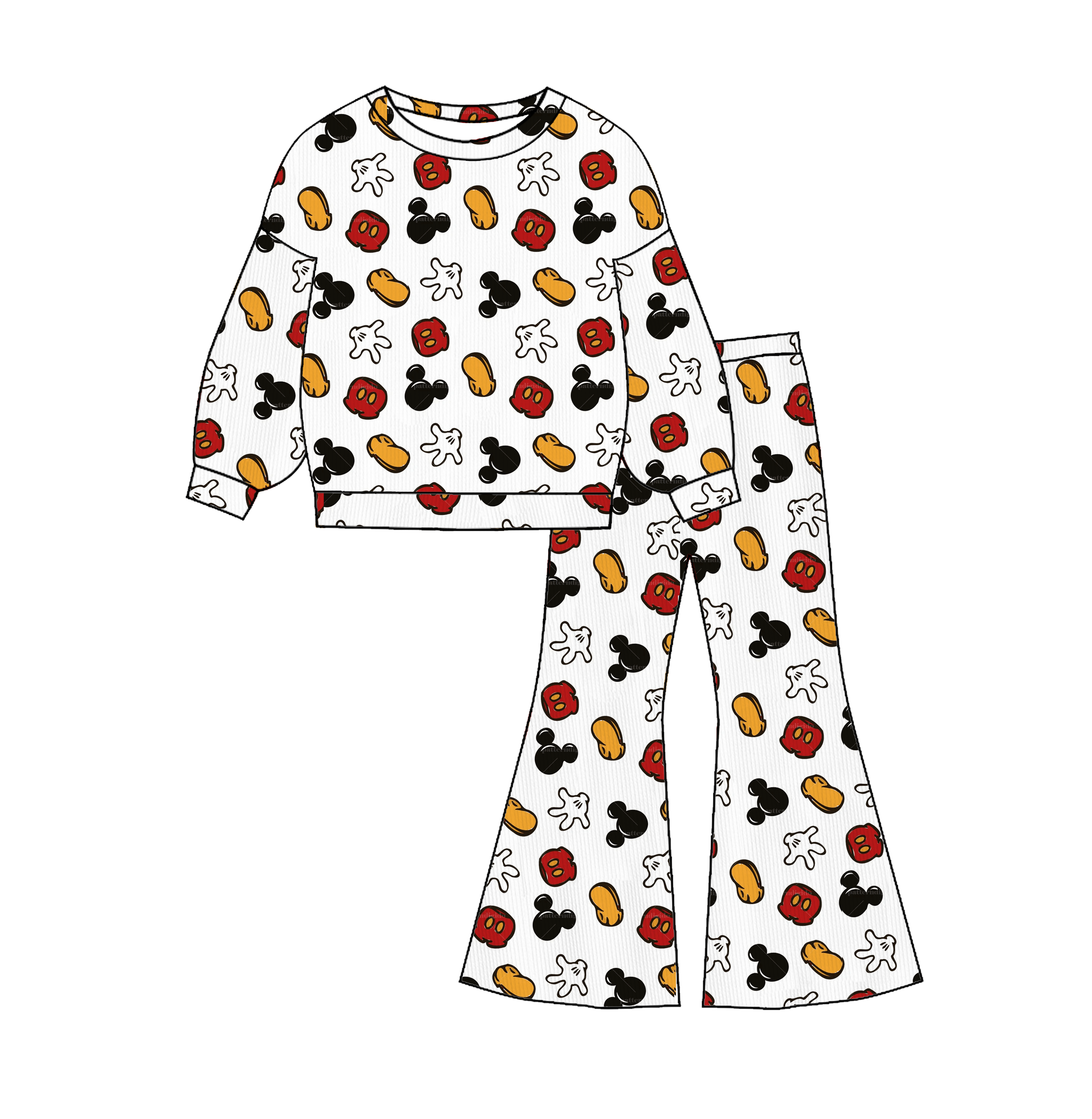 （Pre Order）Girls Spring&Summer Cartoon Print Twill Sweatshirt Suit