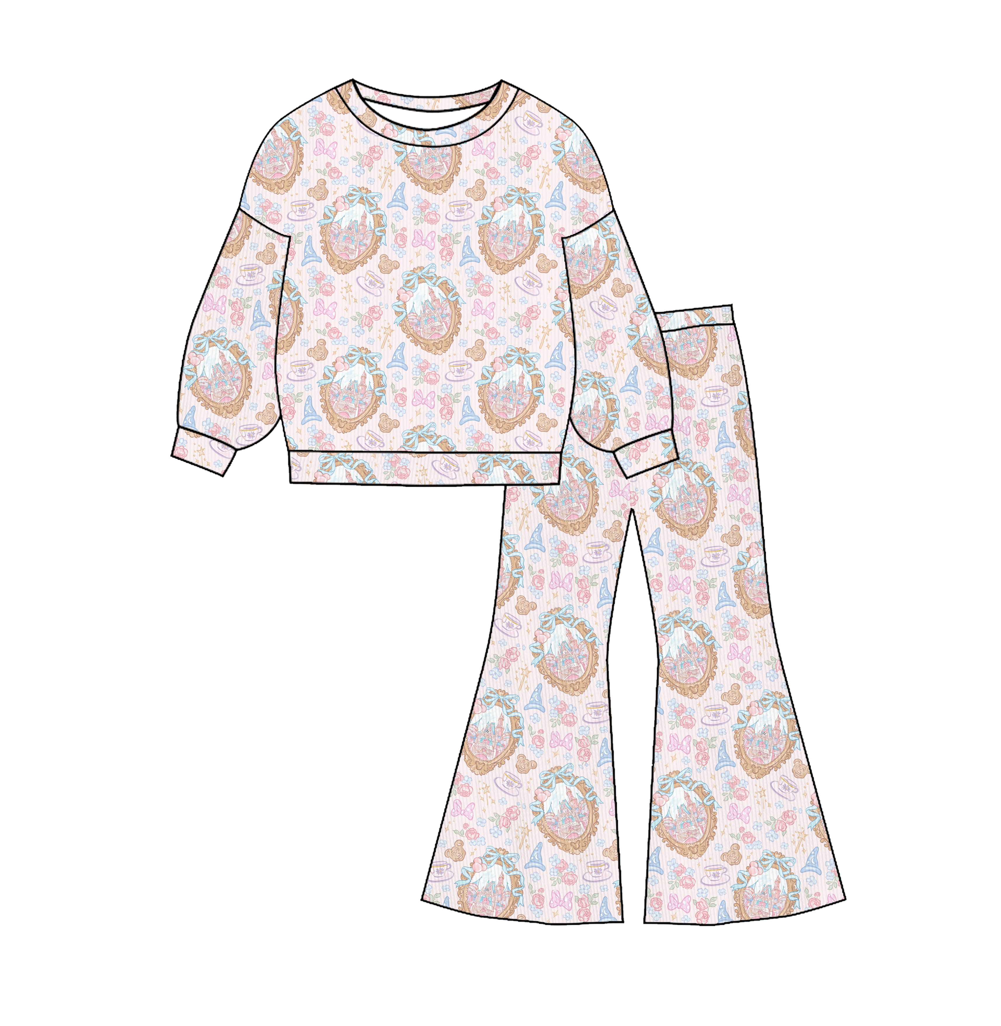 （Pre Order）Girls Spring&Summer Cartoon Print Twill Sweatshirt Suit