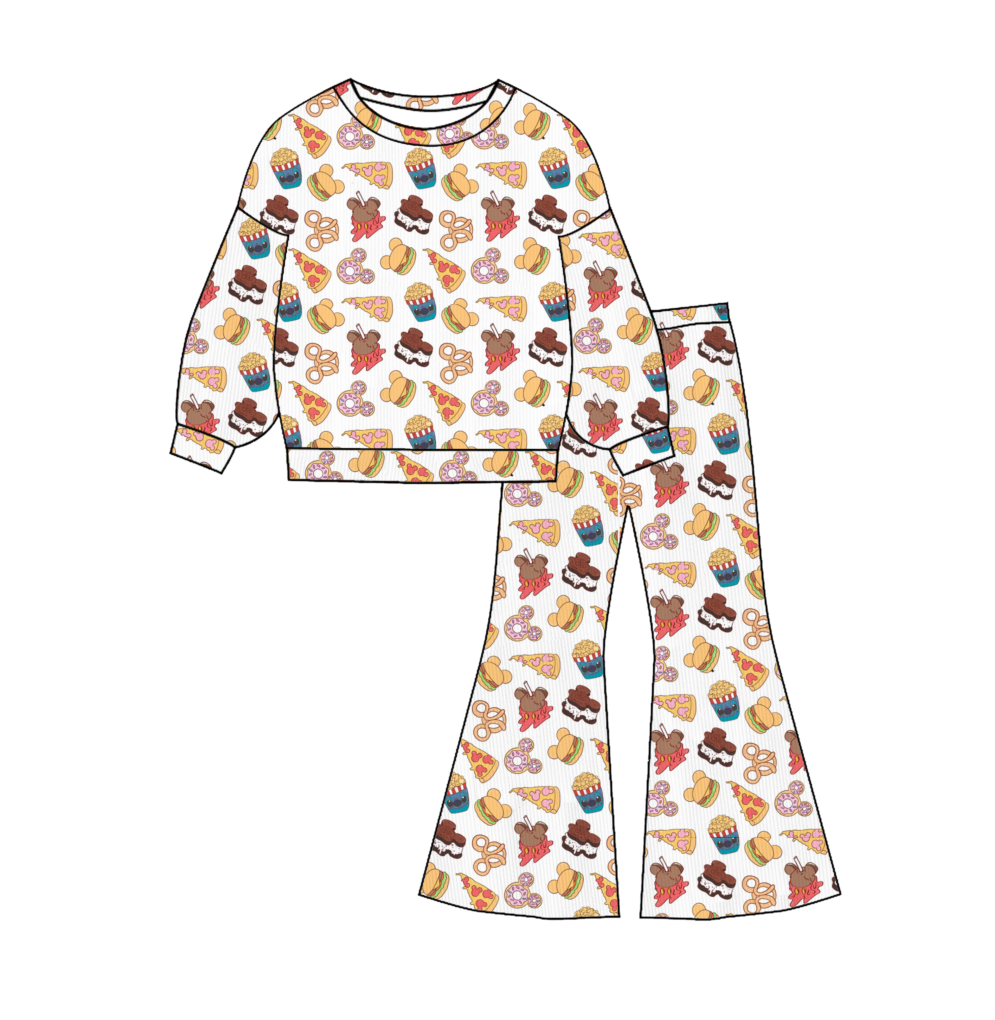 （Pre Order）Girls Spring&Summer Cartoon Print Twill Sweatshirt Suit