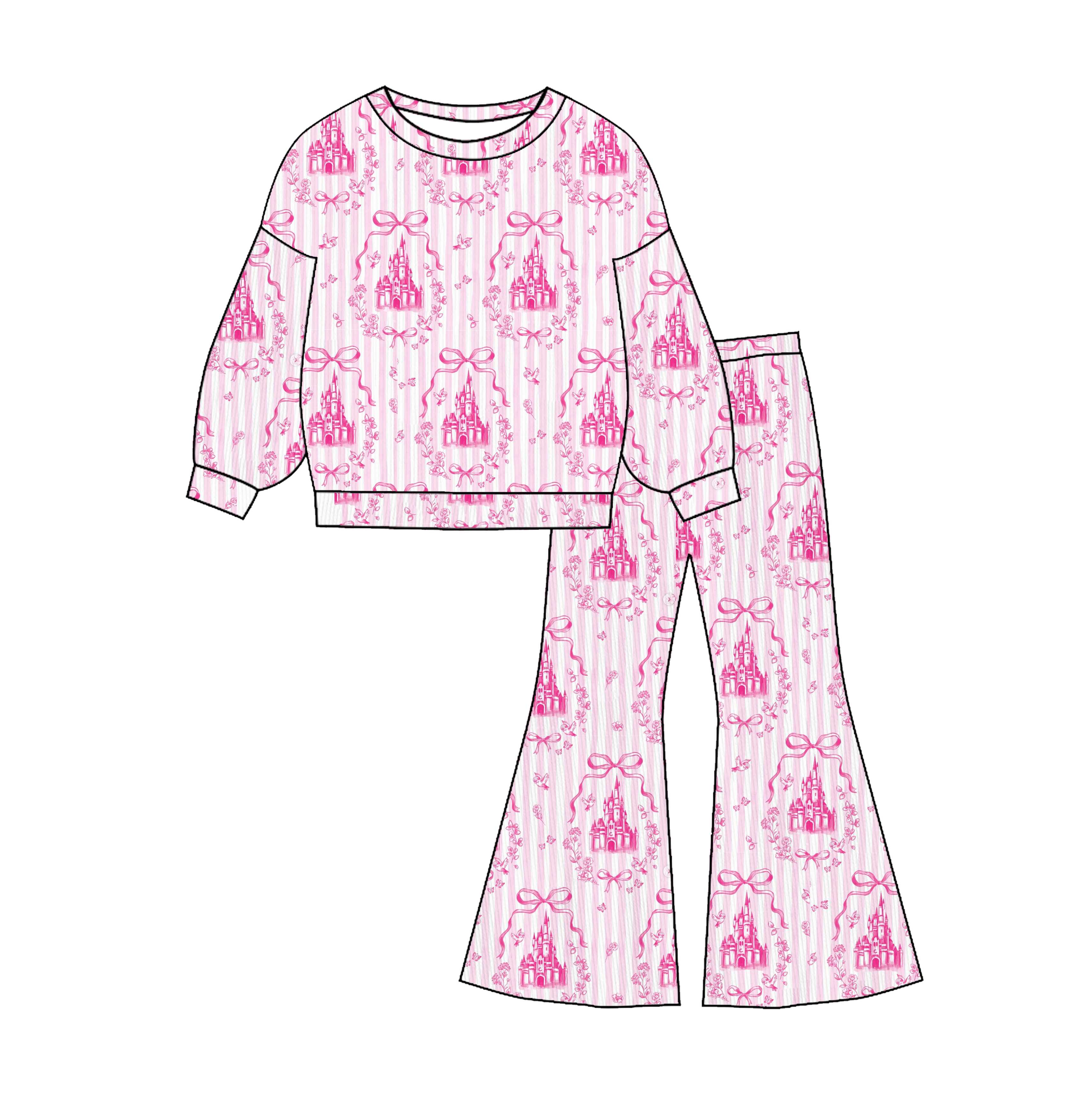 （Pre Order）Girls Spring&Summer Cartoon Print Twill Sweatshirt Suit