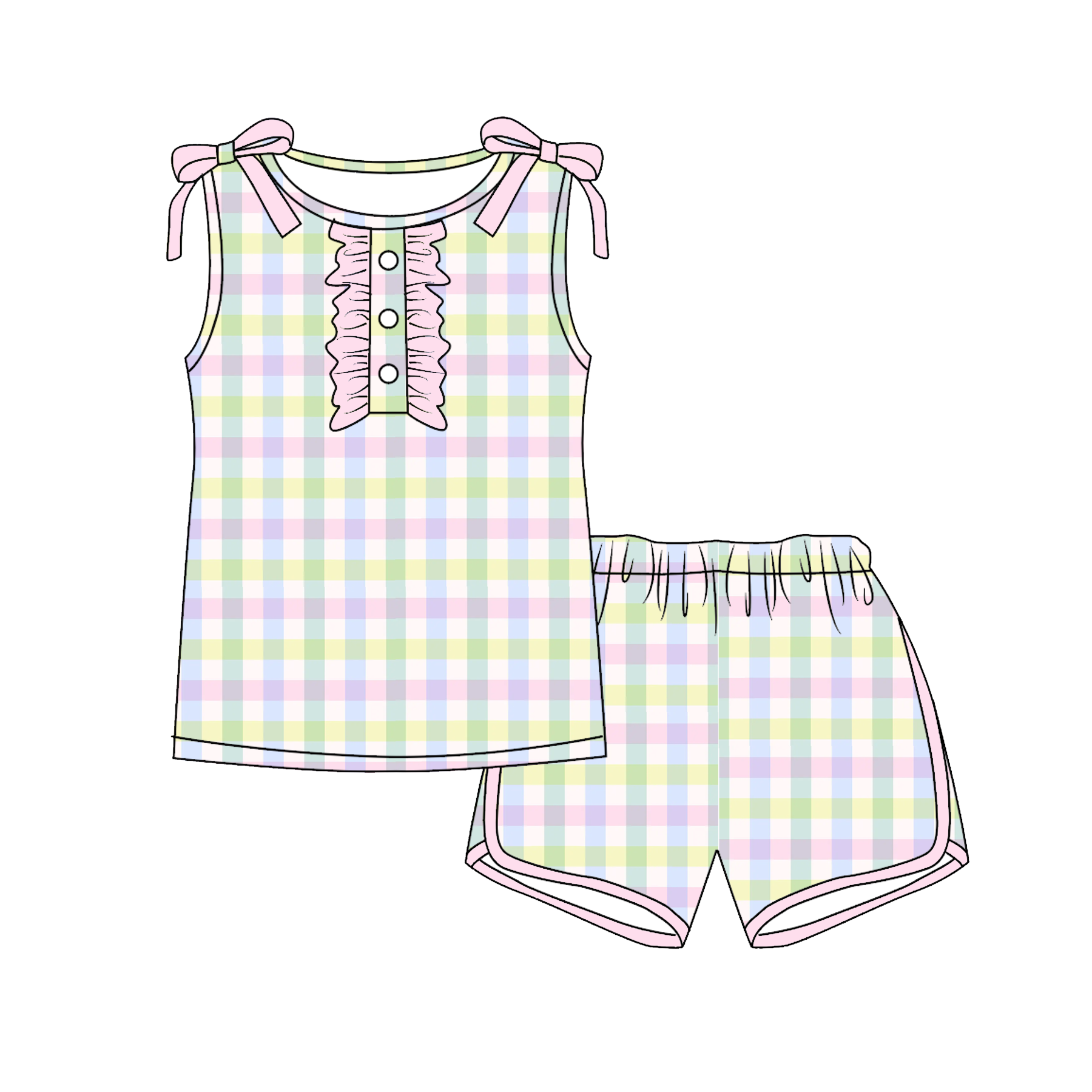 （Pre Order）Girls Easter Bunny Print Shorts Set