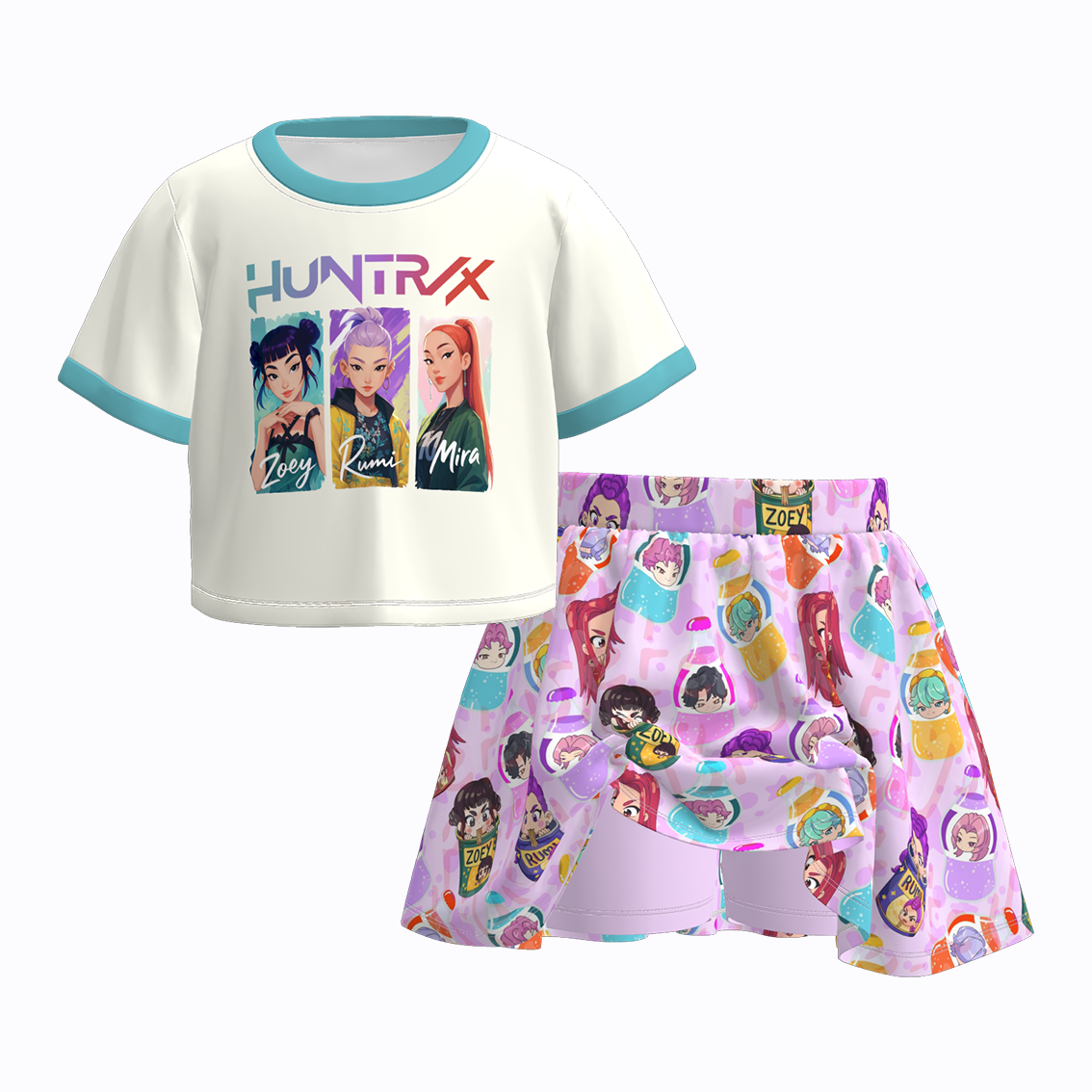 （Pre Order）Girls Spring&Summer Movie Character Print Skort Set