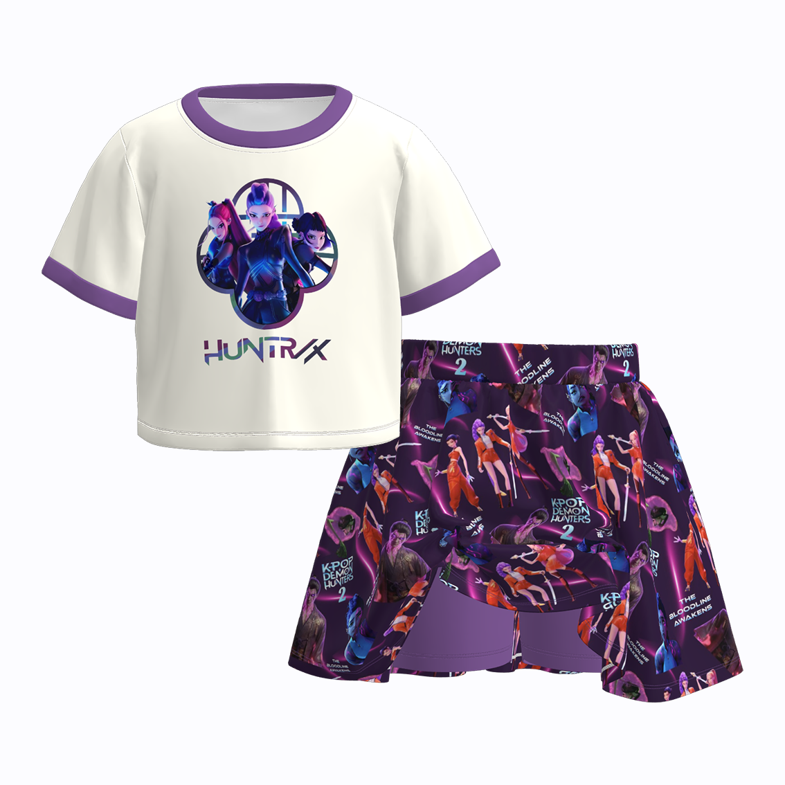 （Pre Order）Girls Spring&Summer Movie Character Print Skort Set
