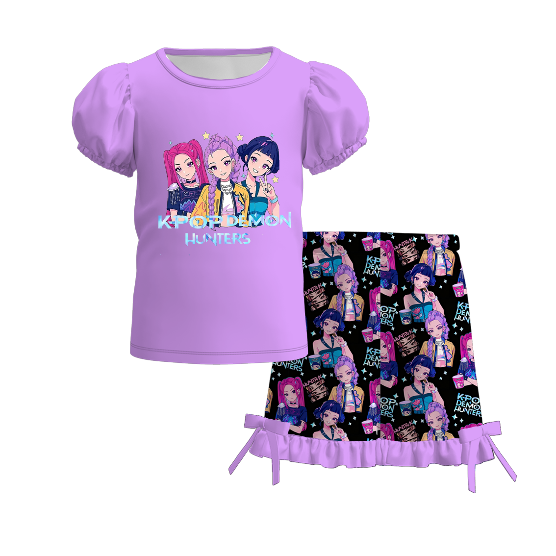 （Pre Order）Girls Spring&Summer Movie Character Print Shorts Set