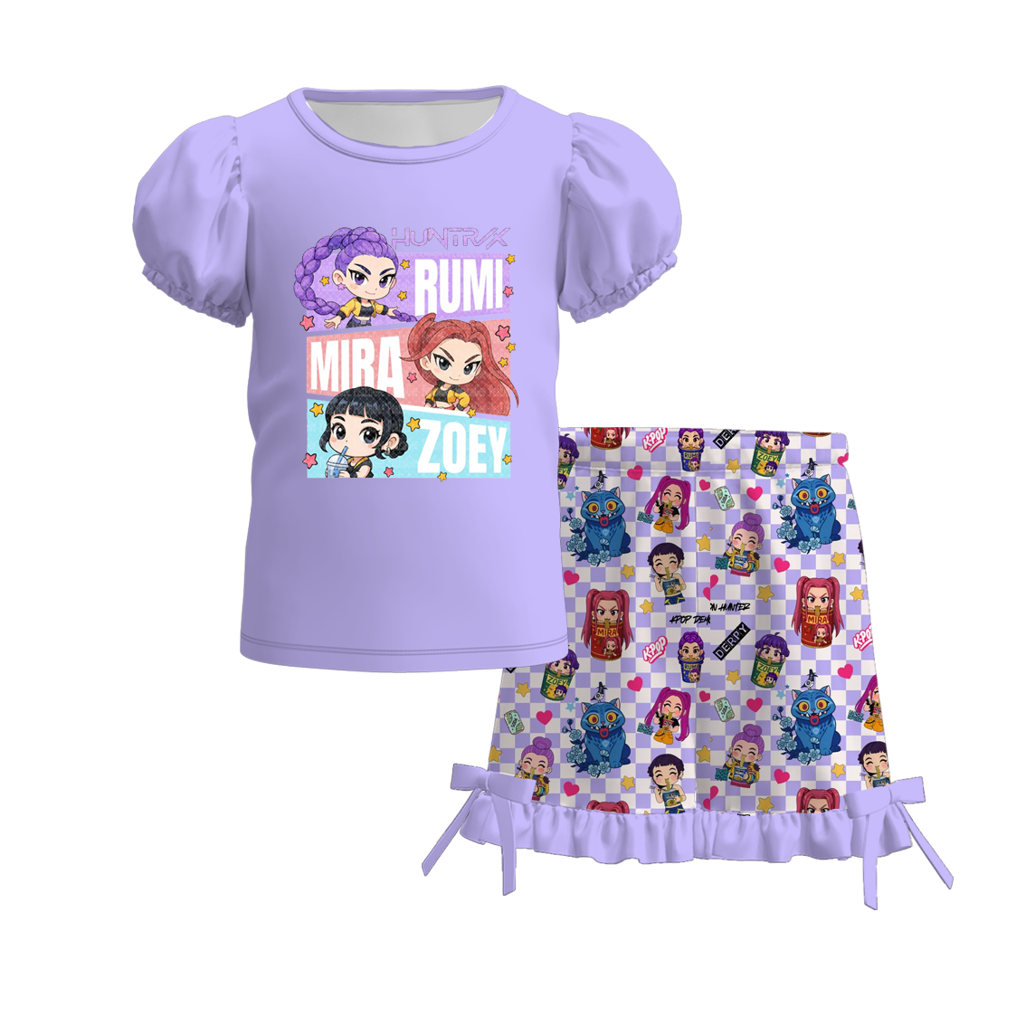 （Pre Order）Girls Spring&Summer Movie Character Print Shorts Set