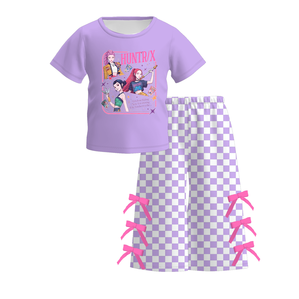 （Pre Order）Girls Spring&Summer Movie Character Print Cropped Pants Set