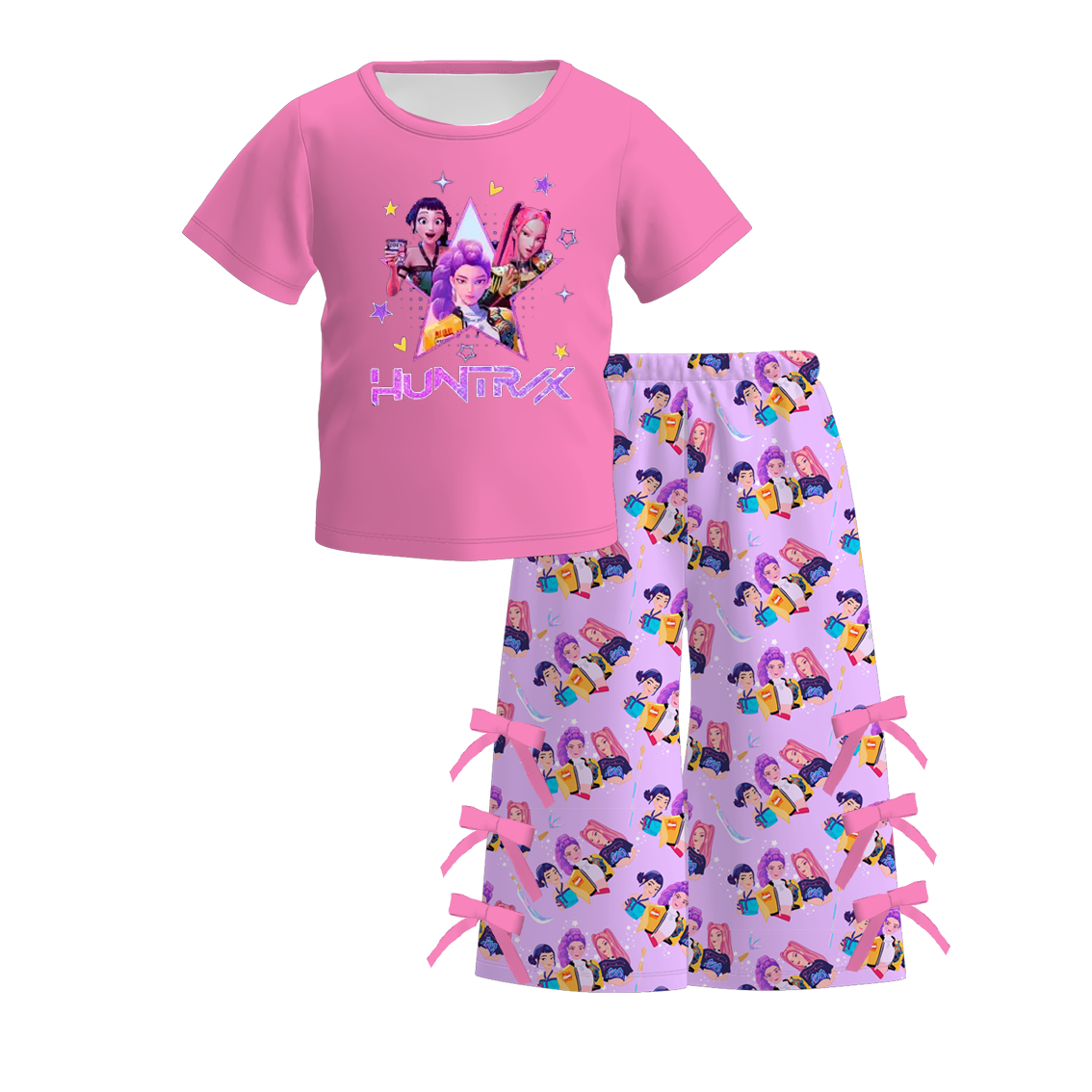 （Pre Order）Girls Spring&Summer Movie Character Print Cropped Pants Set