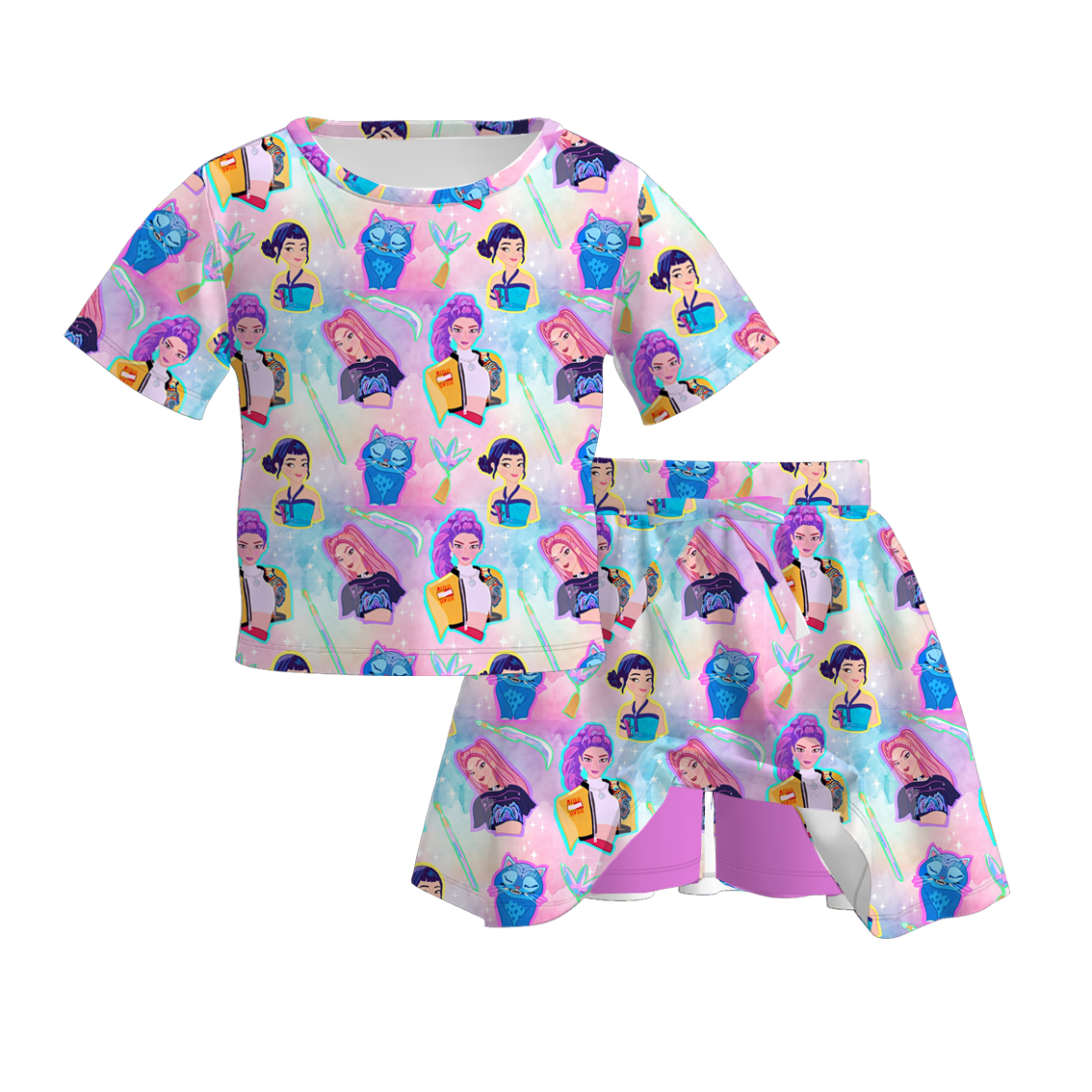 （Pre Order）Girls Spring&Summer Movie Character Print Dress&Set