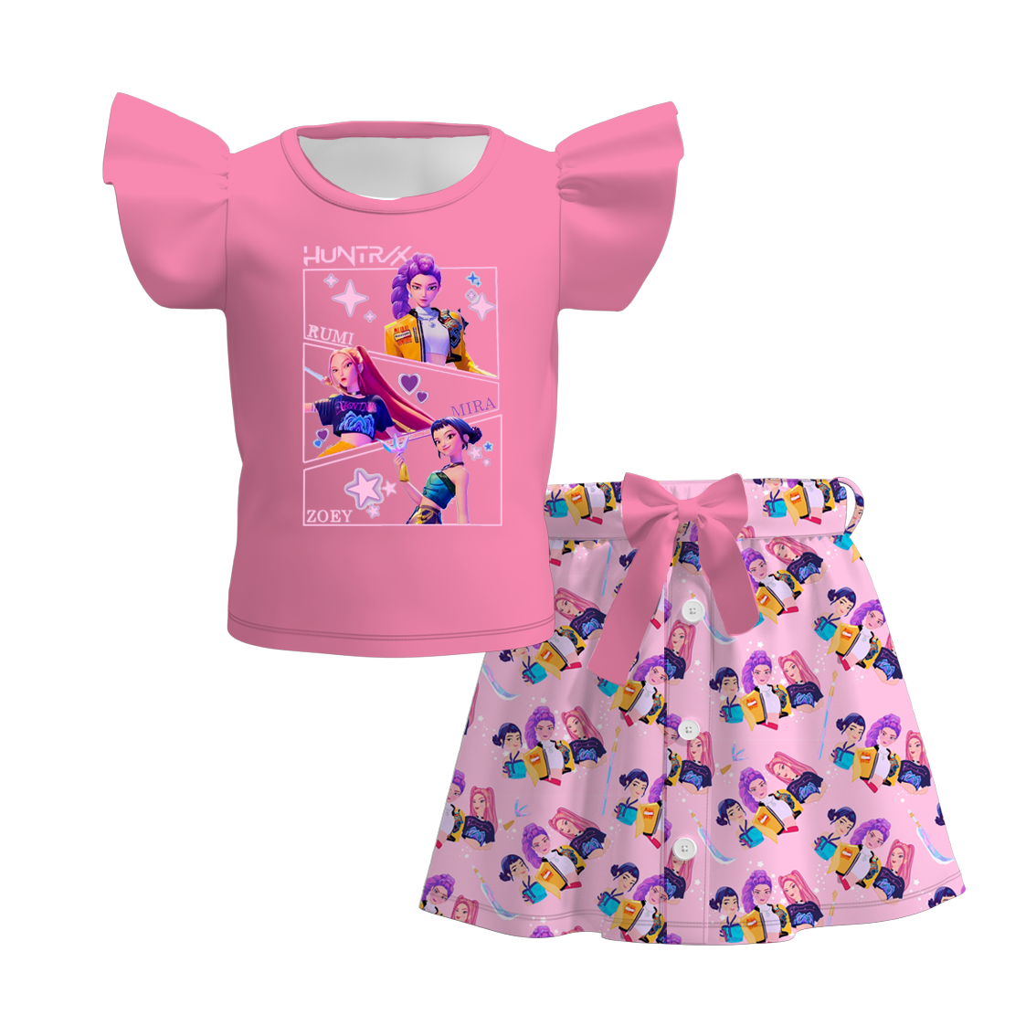 （Pre Order）Girls Spring&Summer Movie Character Print Skirt Set